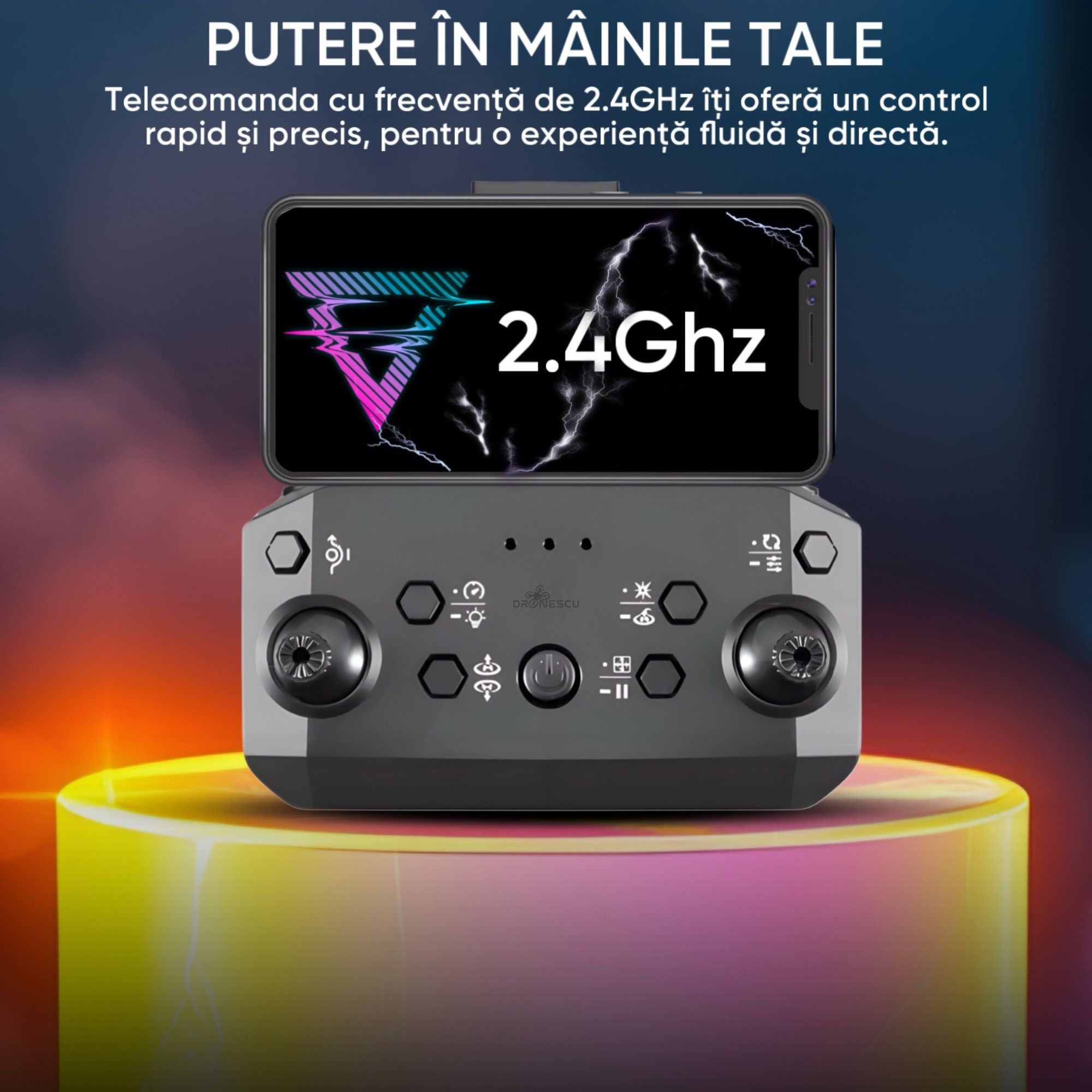 Drona cu camera duala Ultra-Clear HD, Dronescu, Model ShadowHex, Gri