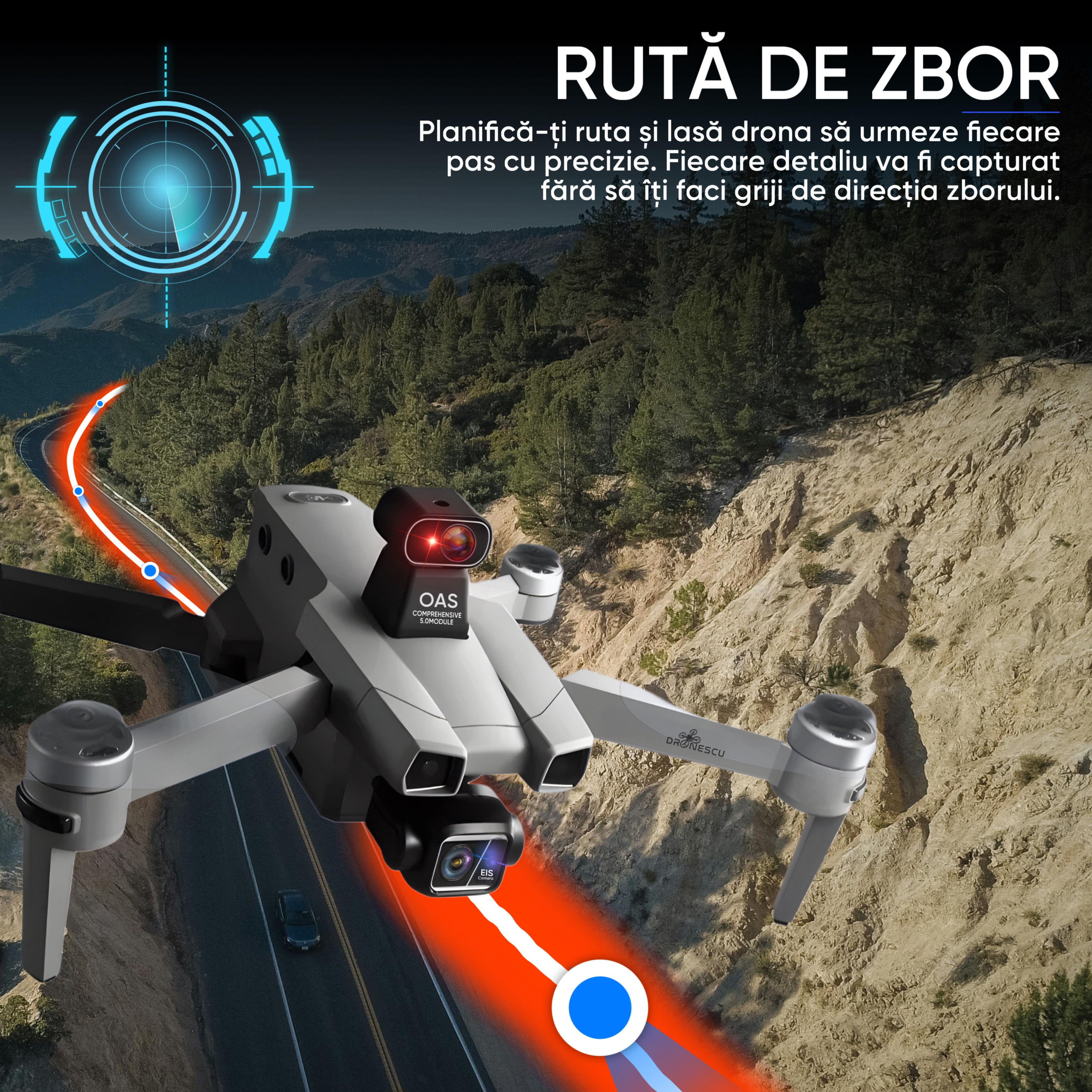 Drona profesionala pentru avansati sau profesionisti, Dronescu, Model TANK FOR FLY, Tip QuadCopter, cu carlig de prindere si posibilitate de transport pana 800g, pentru pescari sau evenimente in aer liber, 8KM distanta de operare