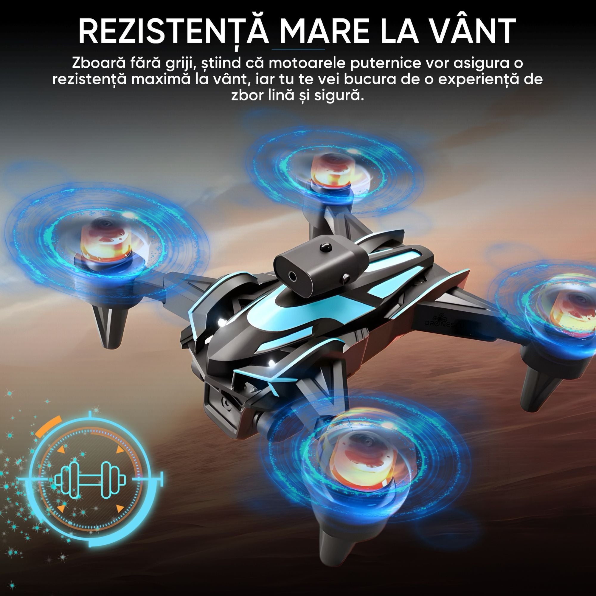 Drona inteligenta, Dronescu IFAero Pro, Cu 3 camere, Evitare obstacole 360°