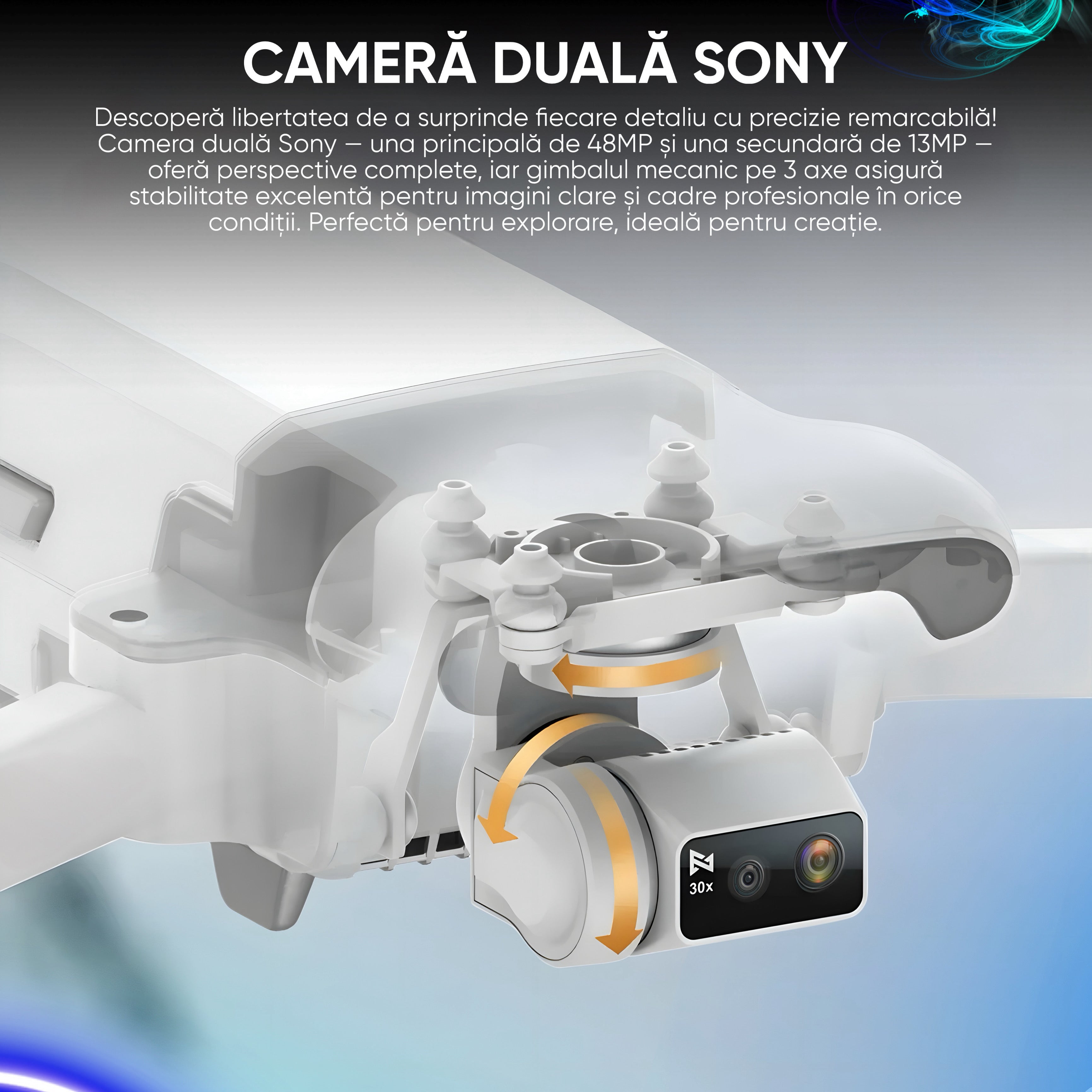 Drona profesioanala FIMI X8 Tele Max Combo – Camera Duala Sony 48MP, Zoom Hibrid 30X, Filmare 4K/60fps, 2 Baterii, Timp Zbor 47 Minute, Transmisie Video 20Km