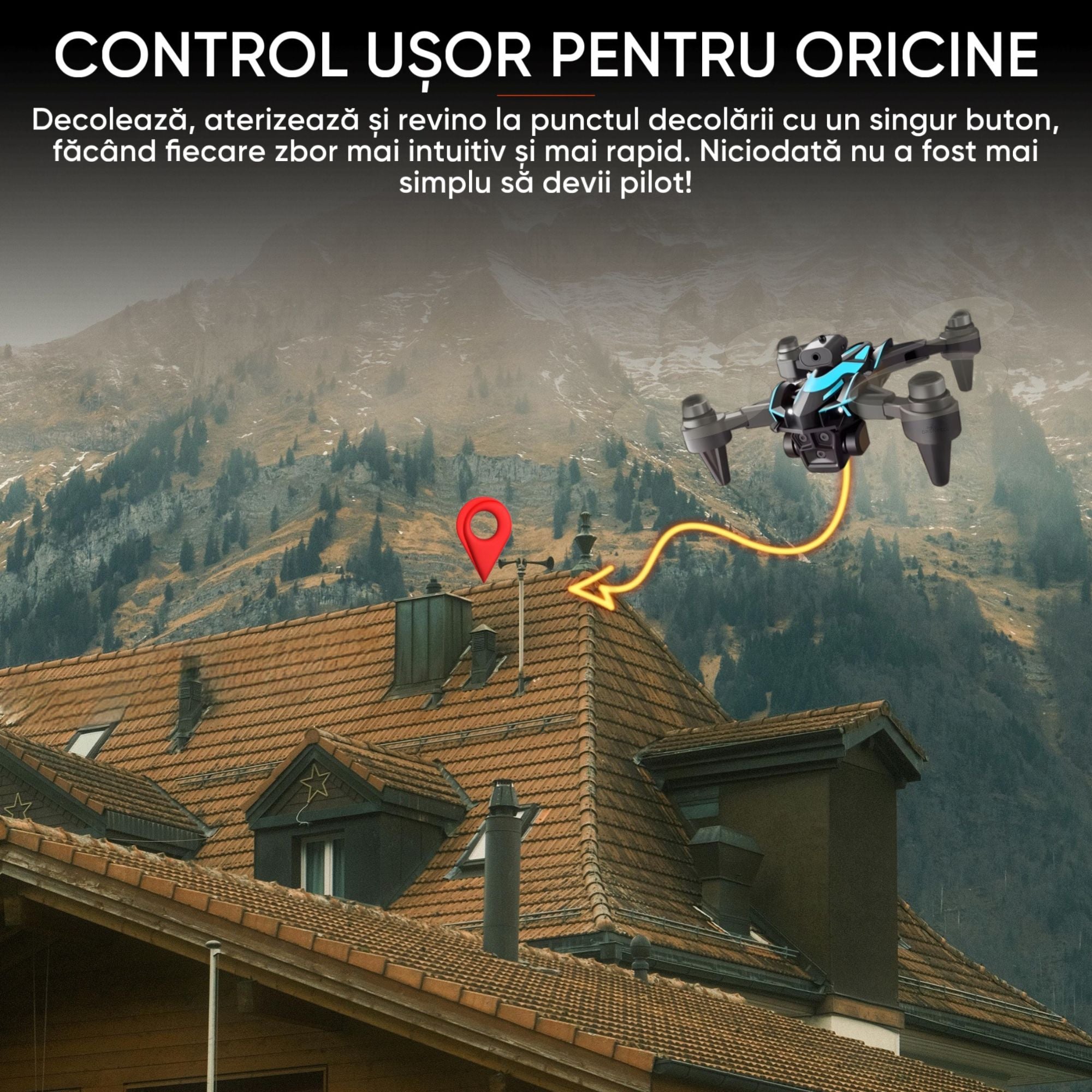Drona inteligenta, Dronescu IFAero Pro, Cu 3 camere, Evitare obstacole 360°