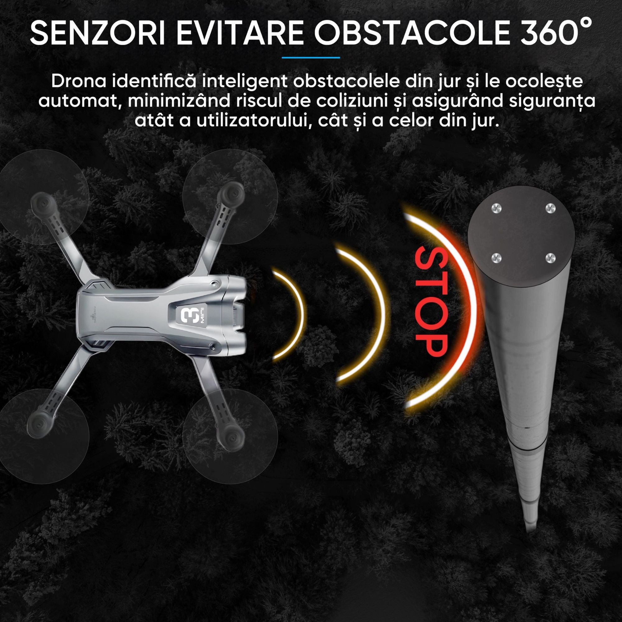 Drona cu camera duala Ultra-Clear HD, Dronescu, Model ShadowHex, Gri