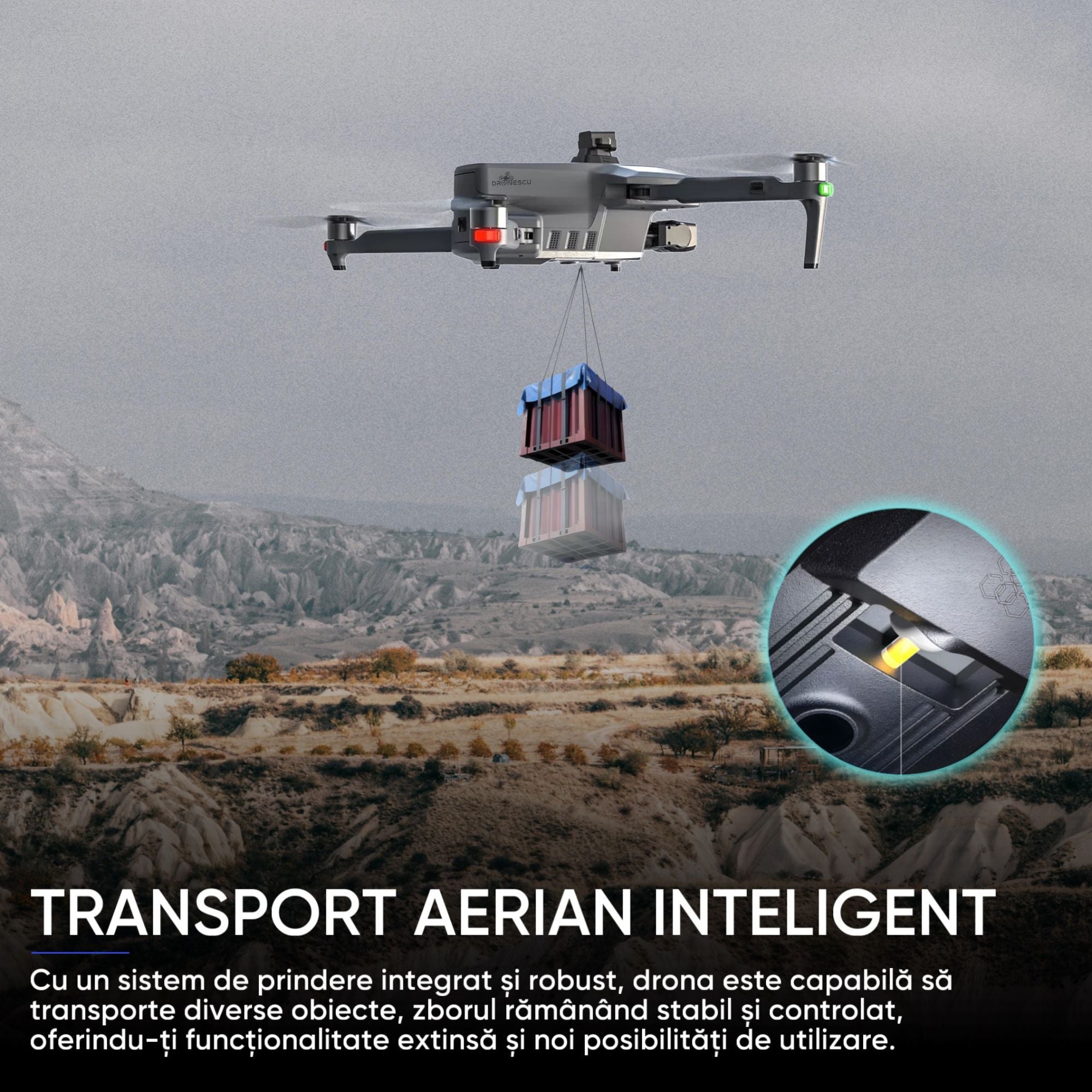 Dronescu Aerovex – Drona profesionala cu camera 360 pe gimbal 3 axe, 45min zbor, ecran 5.5 inch, GPS si raza 10km