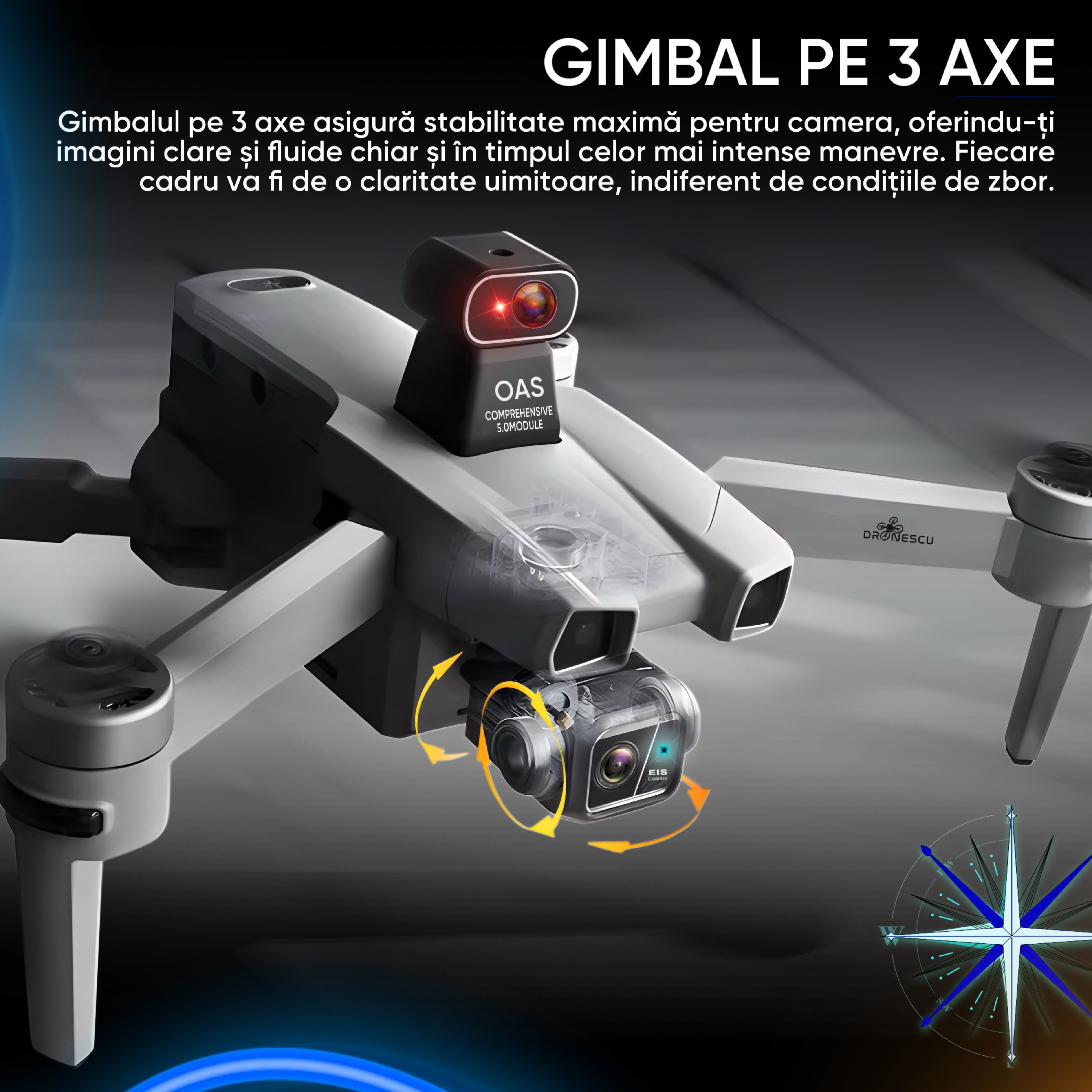 Drona profesionala pentru avansati sau profesionisti, Dronescu, Model TANK FOR FLY, Tip QuadCopter, cu carlig de prindere si posibilitate de transport pana 800g, pentru pescari sau evenimente in aer liber, 8KM distanta de operare