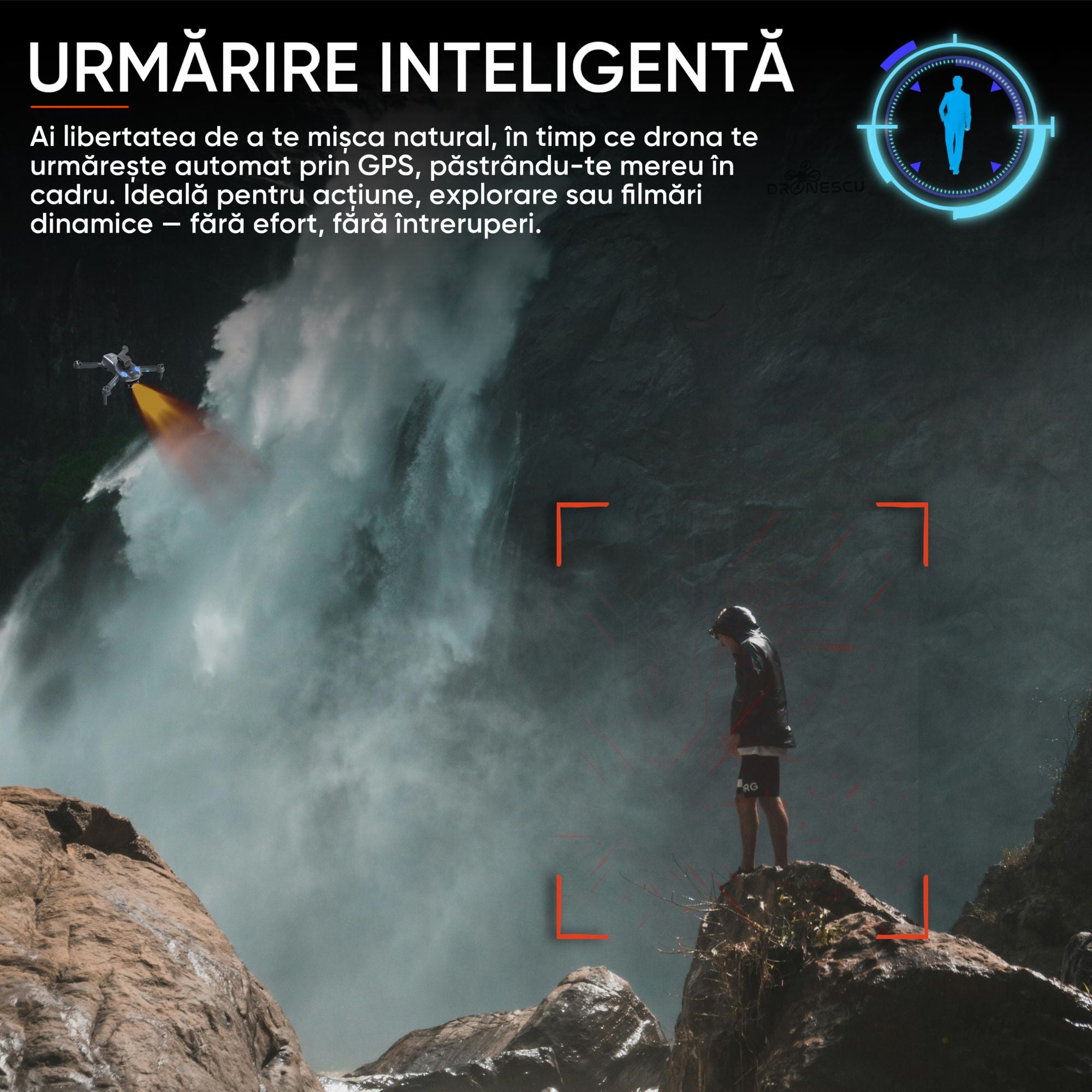 Dronescu GorillaAir – Drona GPS cu Camera Duala Full HD, Stabilizare 90°, Senzori 360, Retur Automat, 20min Zbor, Motor Brushless