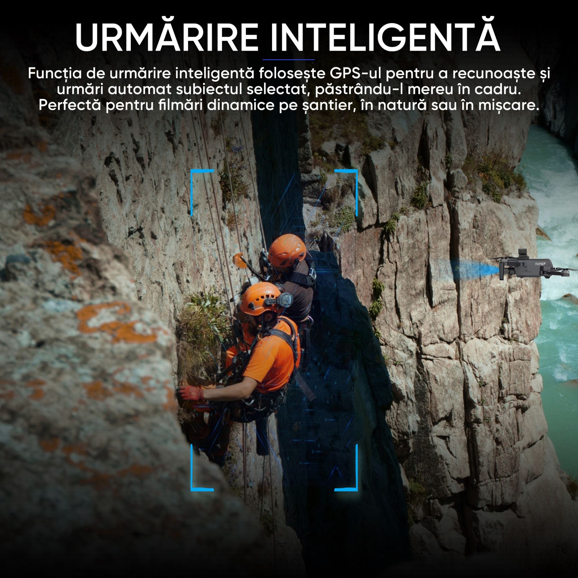 Dronescu AngelSword – Drona cu camera duala pe gimbal 3 axe, GPS, AI Follow Me, ecran telecomanda, senzori 360, 28min zbor