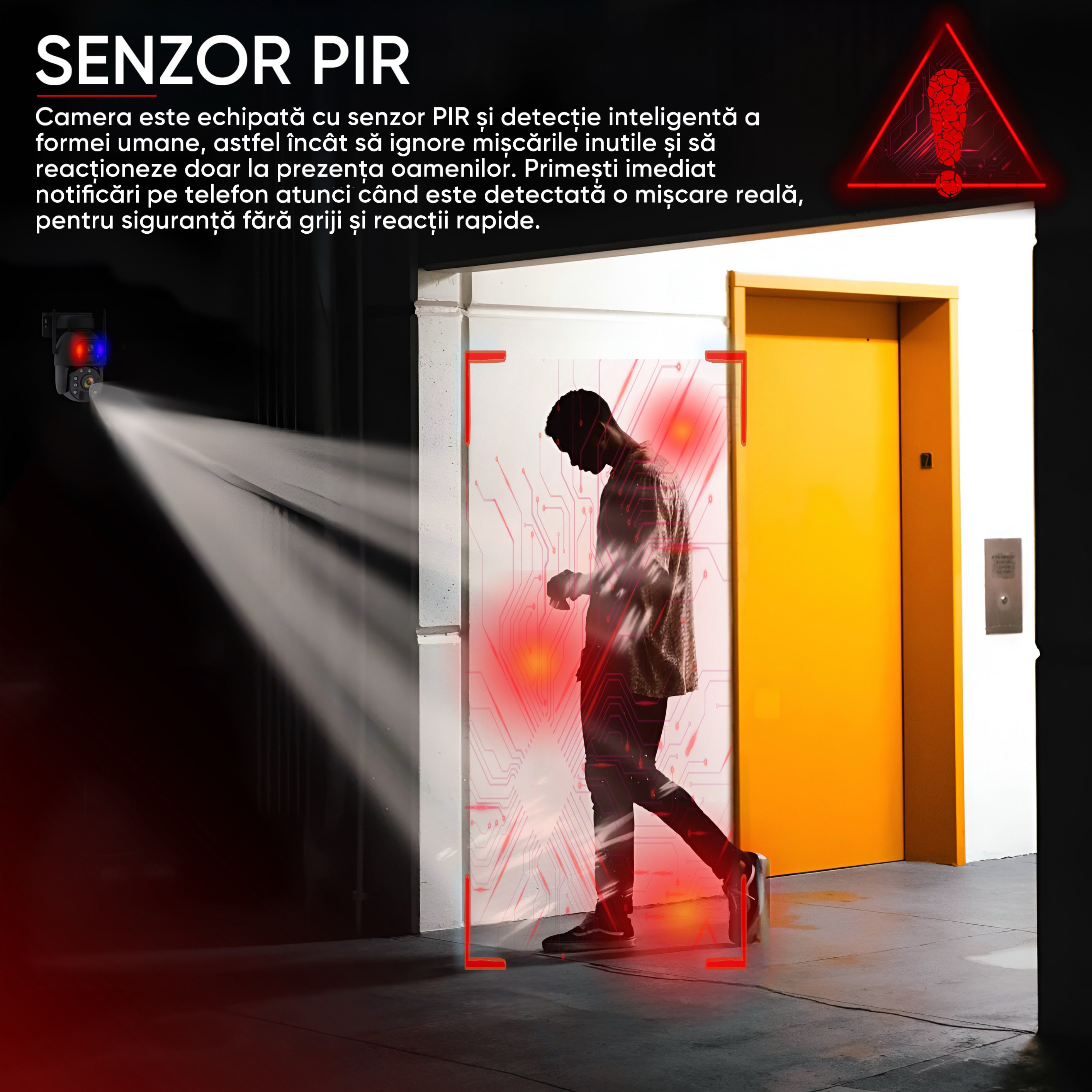 Camera Supraveghere Solara 4G Duala 3MP + 3MP cu Zoom 50x, Detectie Umana AI, Vedere Nocturna 150m, Panou Solar 12000mAh, IP66, Audio Bidirectional, Fara WiFi