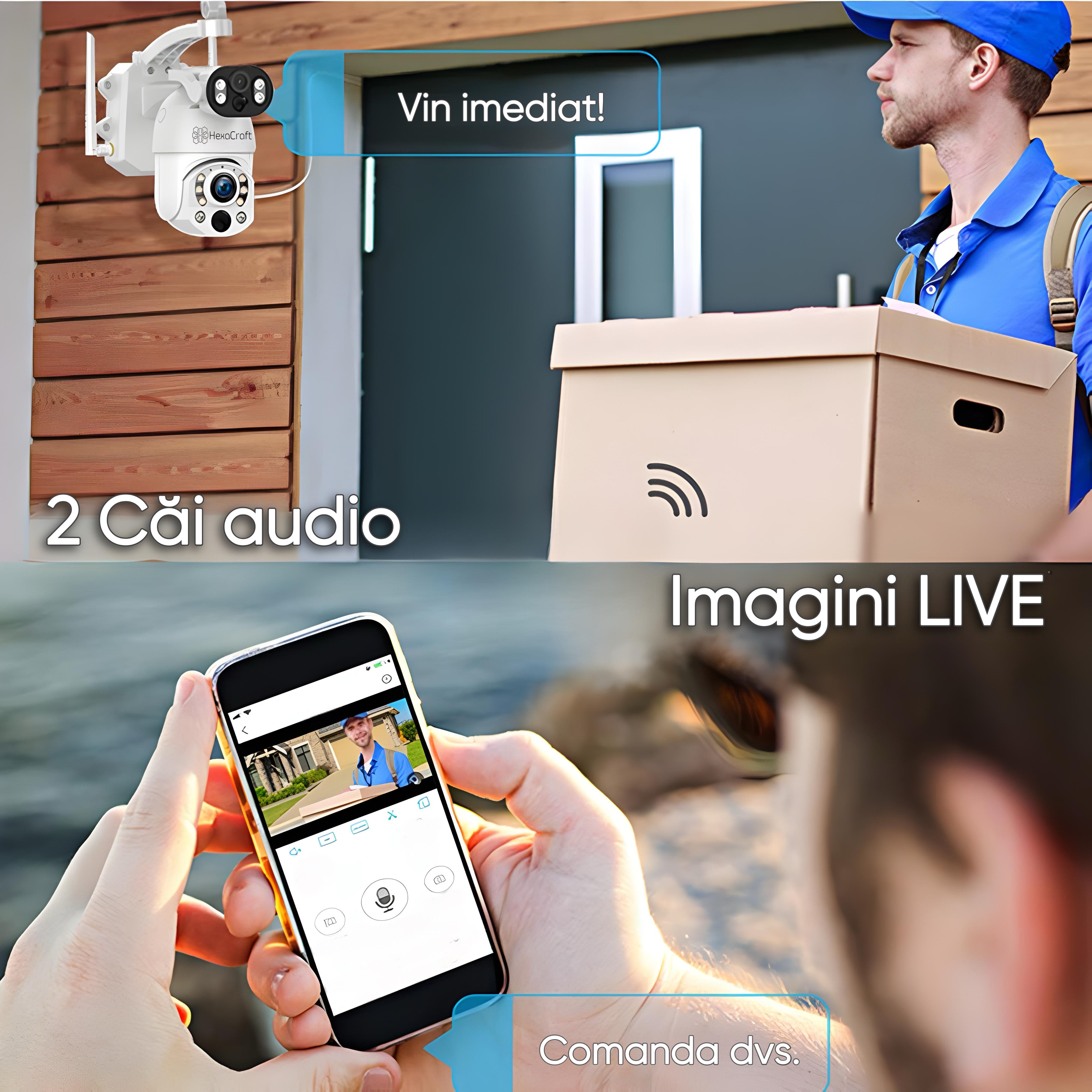 Camera de supraveghere HexaEye, Doua camere, 4K ULTRA HD