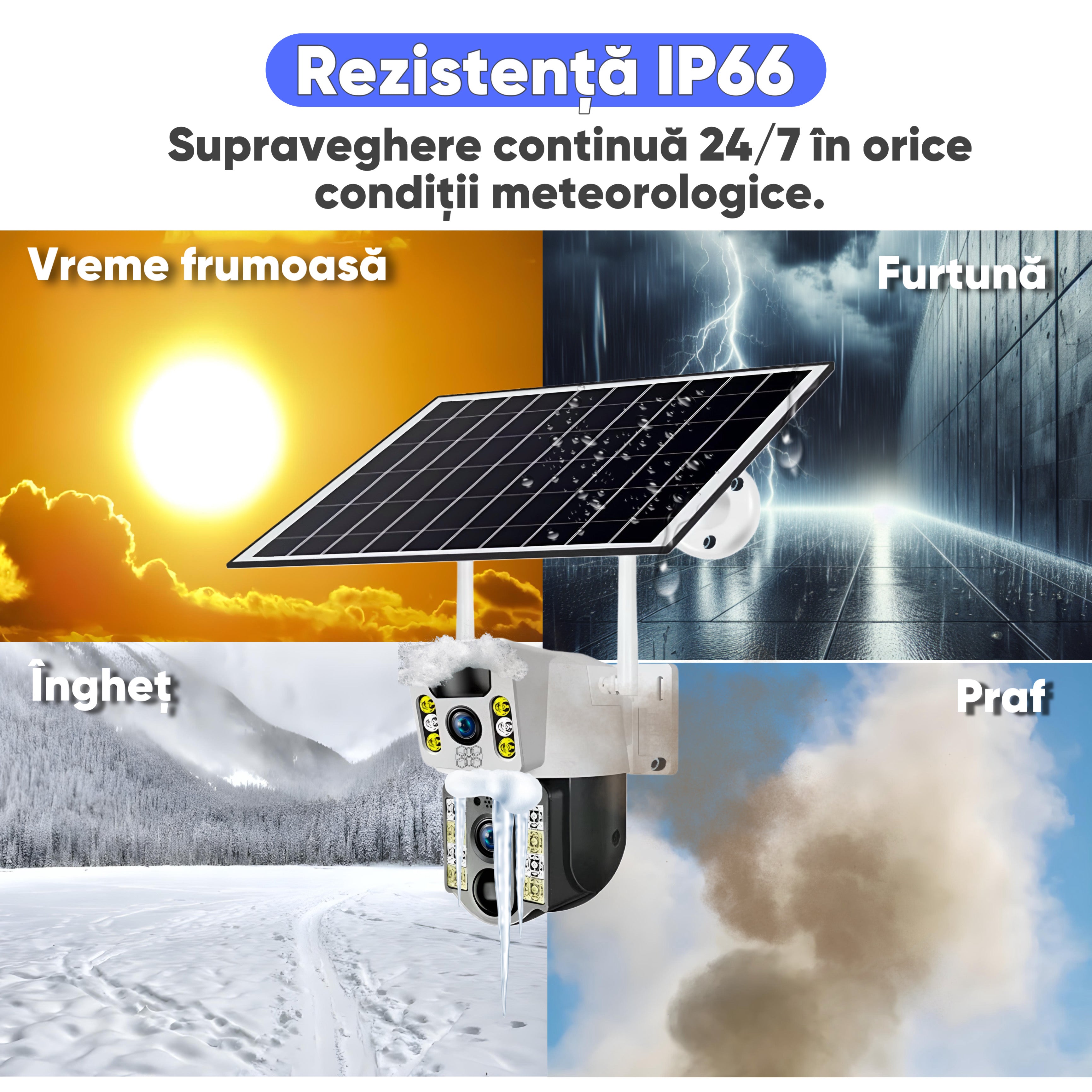 Camera de supraveghere cu energie solara, HD, HexaEye, 4G