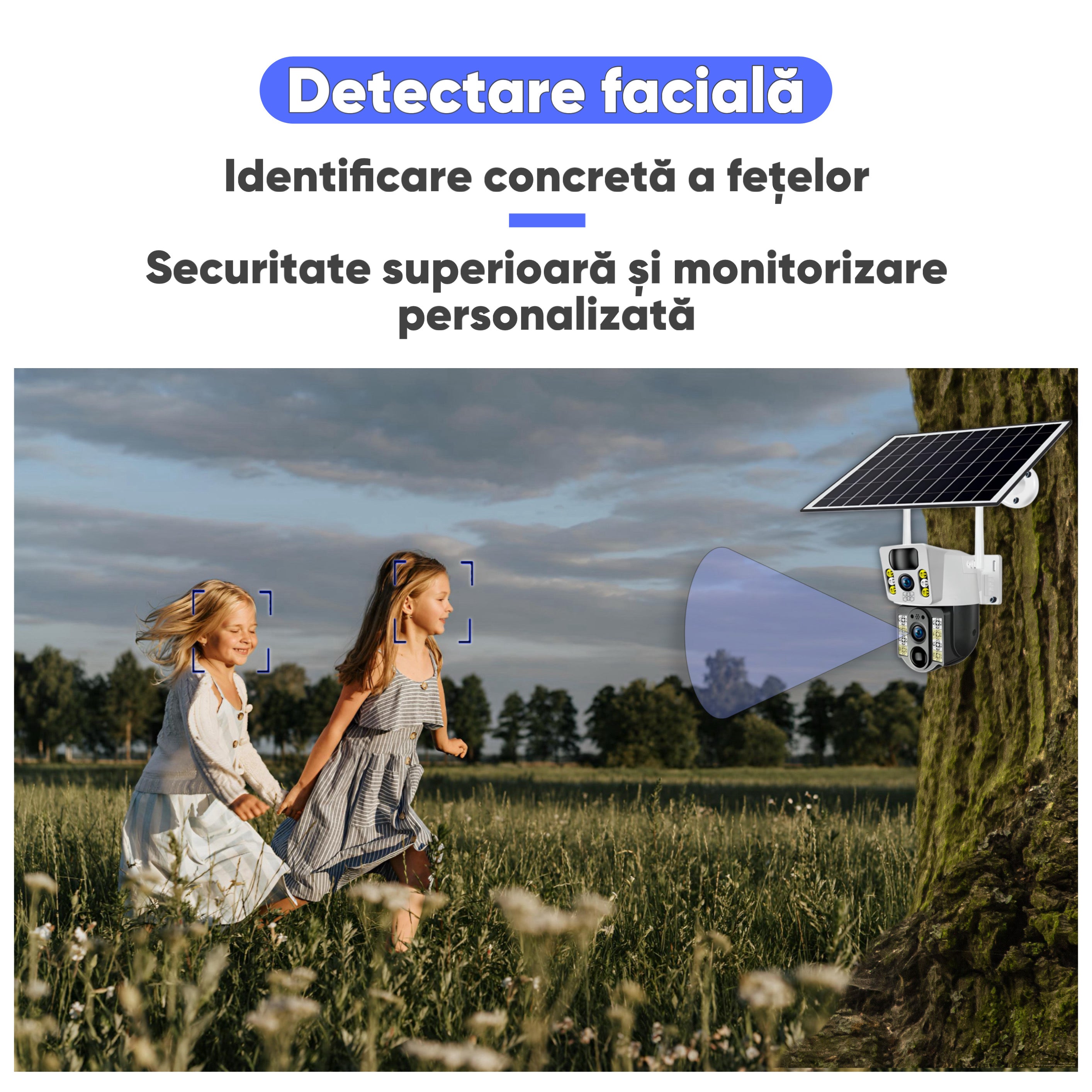 Camera de supraveghere cu energie solara, HD, HexaEye, 4G