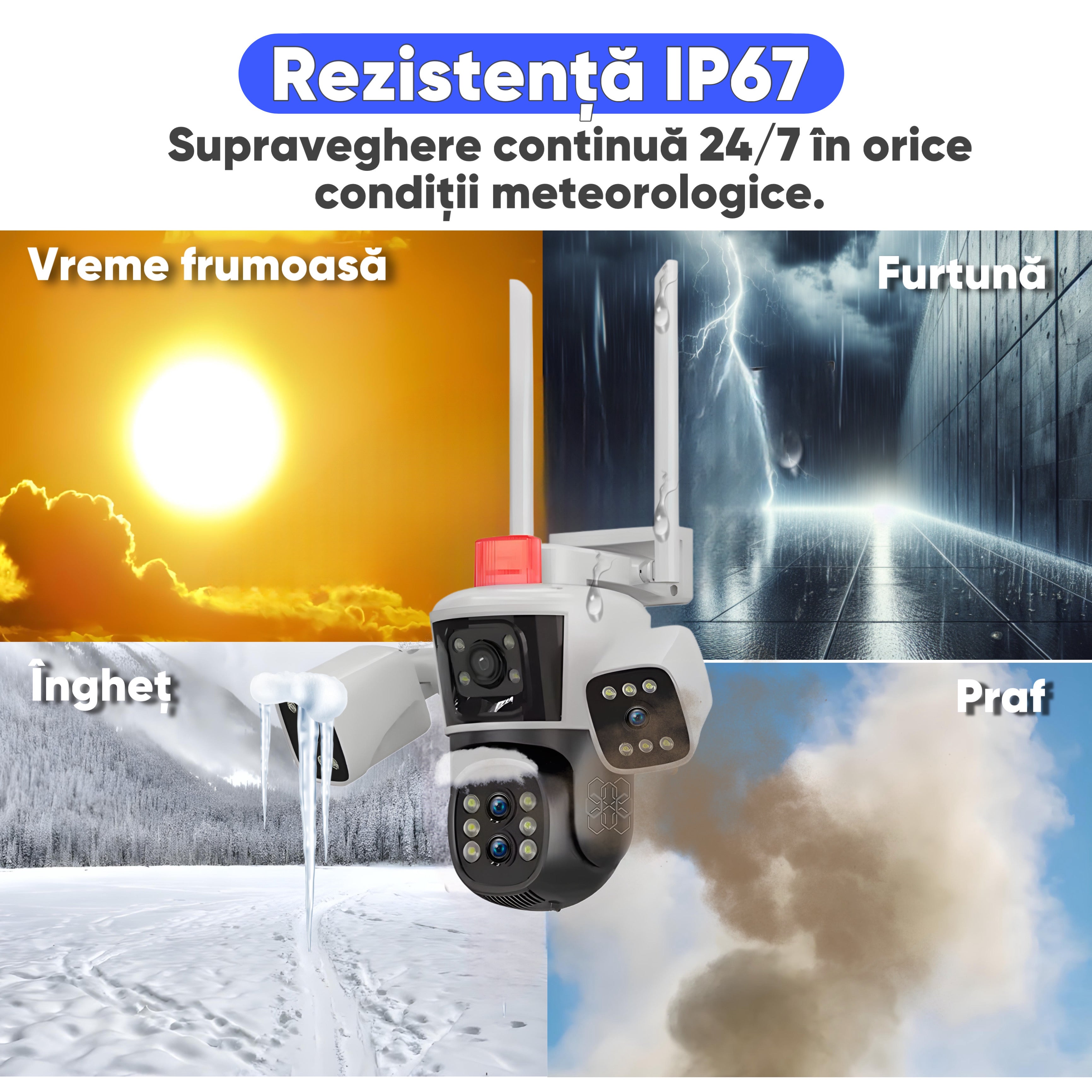 Camera de supraveghere cu 4 camere, 16MP, HexaEye CCTV