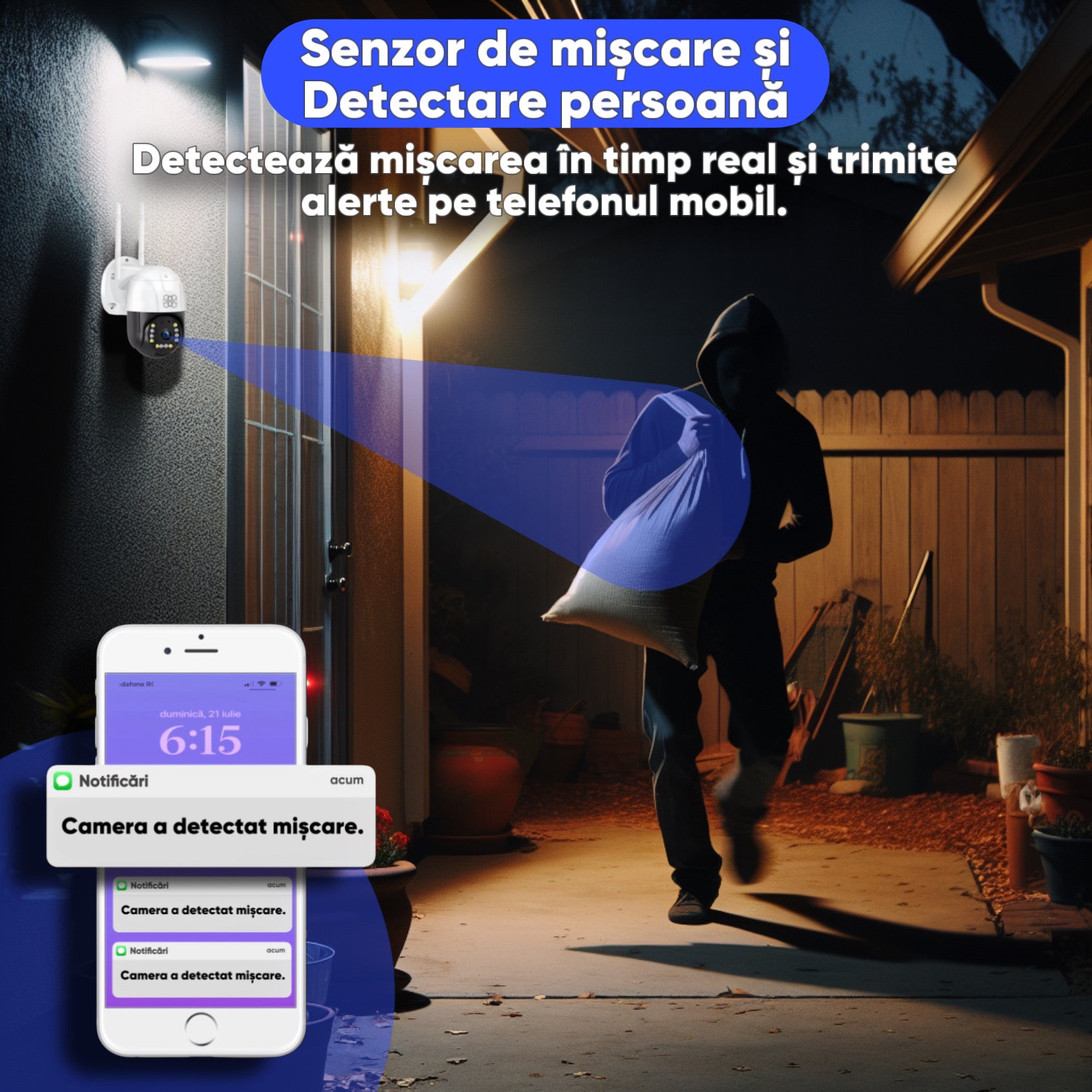 Camera de supraveghere wireless Smart Wi-FI, HexaEye, Full HD 1080P