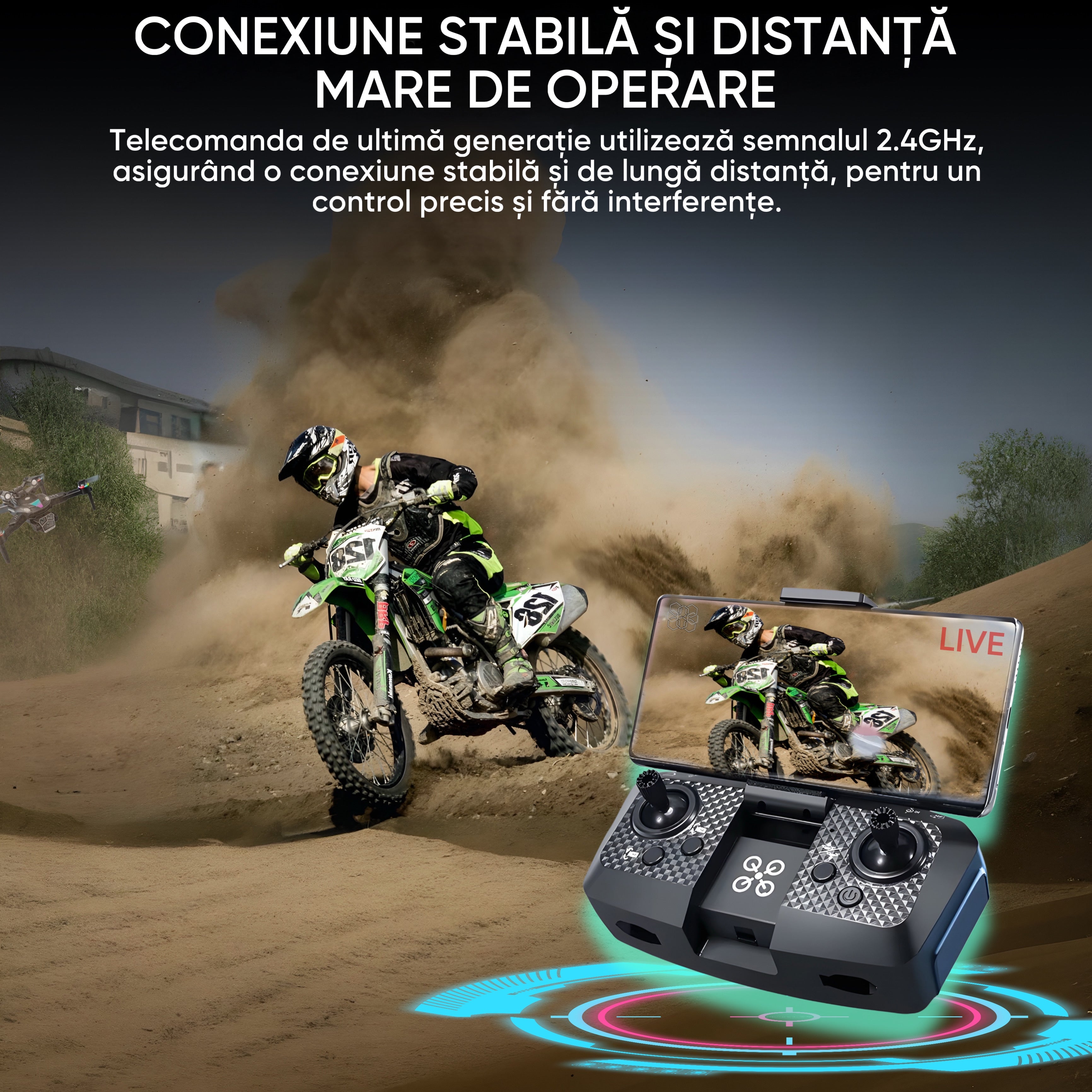 Drona NaveX, Original HexaCraft, Camera duala Ultra HD WideView, pentru copii si adulti