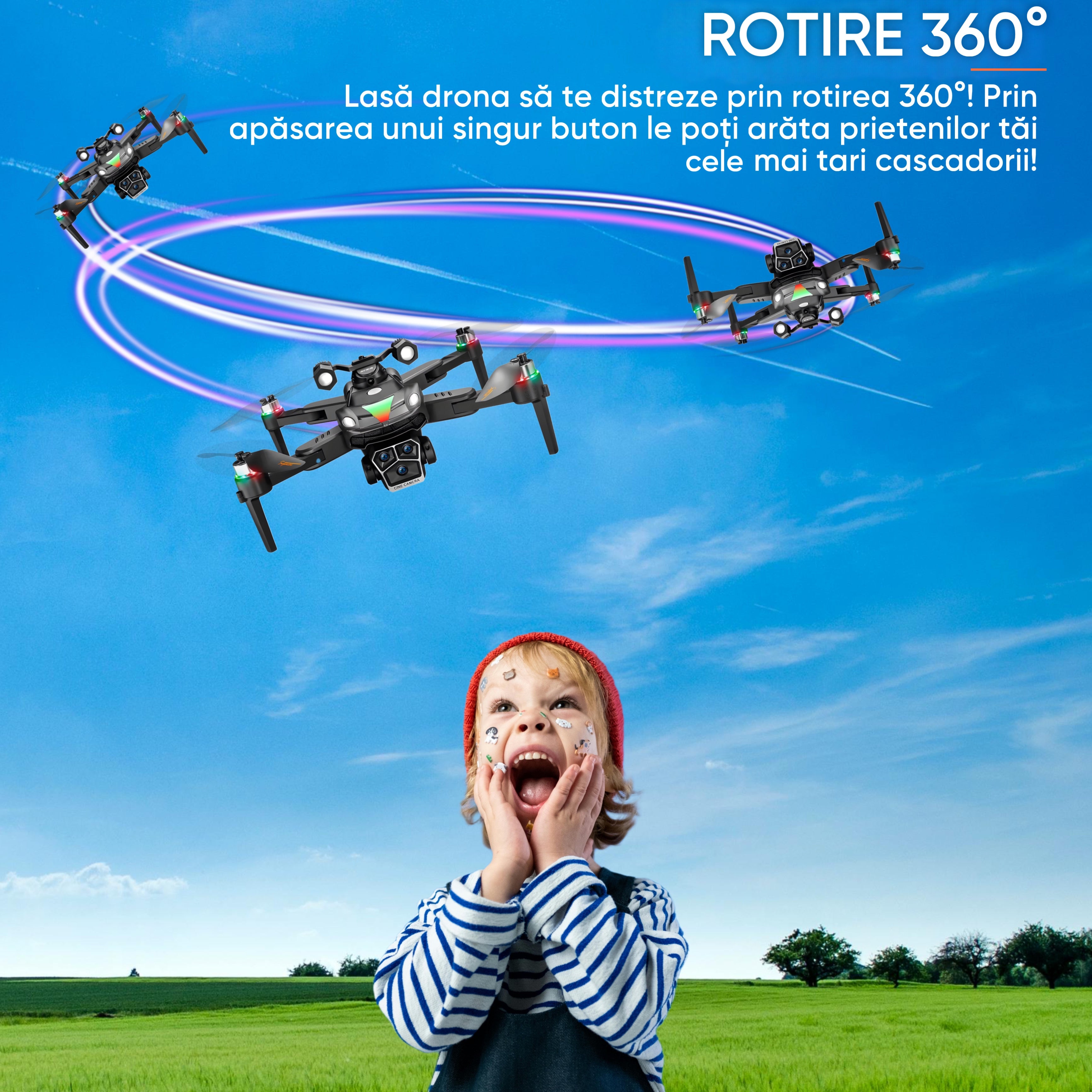 Drona NaveX, Original Dronescu, Camera duala HD, REBORN