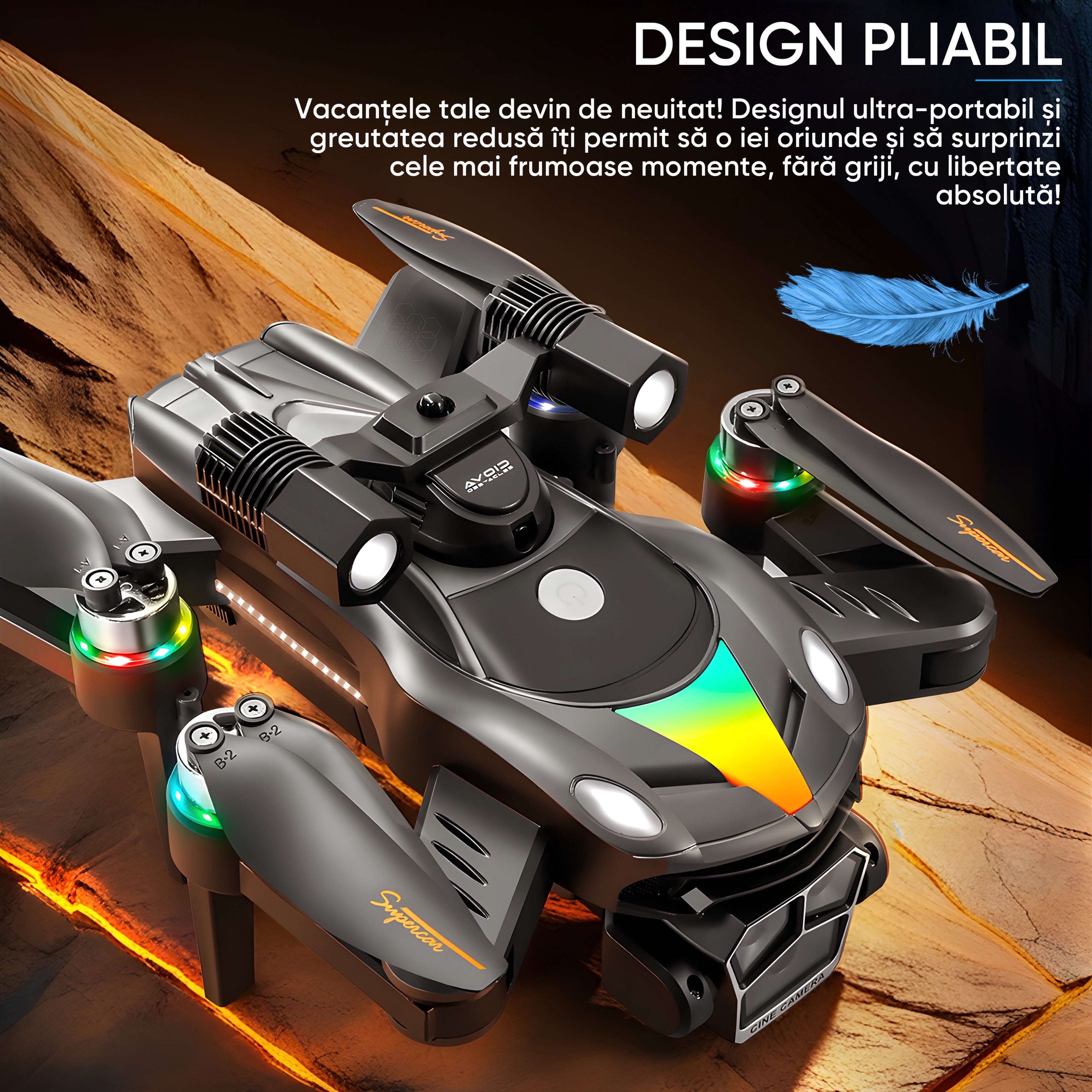 Drona NaveX, Original HexaCraft, Camera duala Ultra HD WideView, pentru copii si adulti