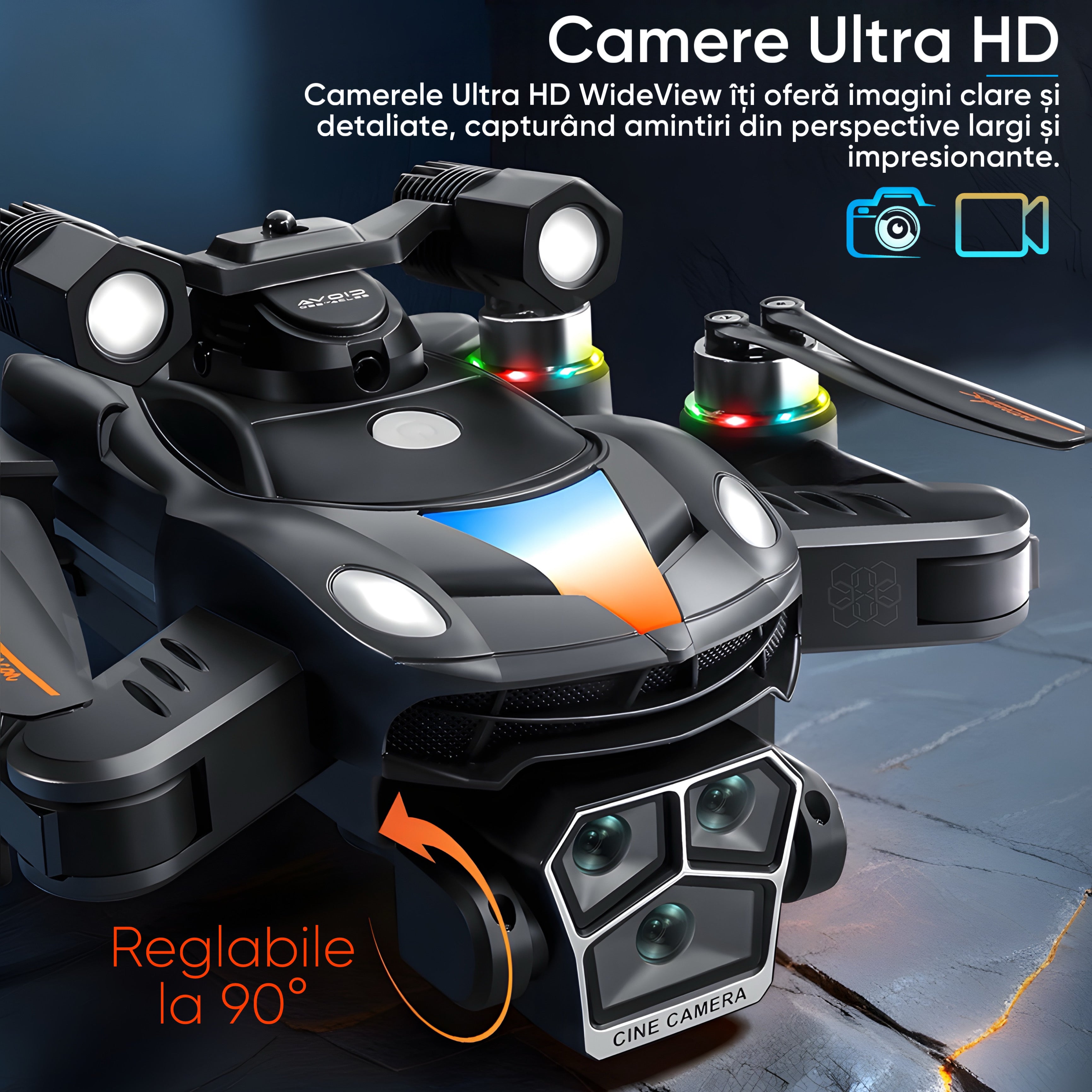 Drona NaveX, Original HexaCraft, Camera duala Ultra HD WideView, pentru copii si adulti