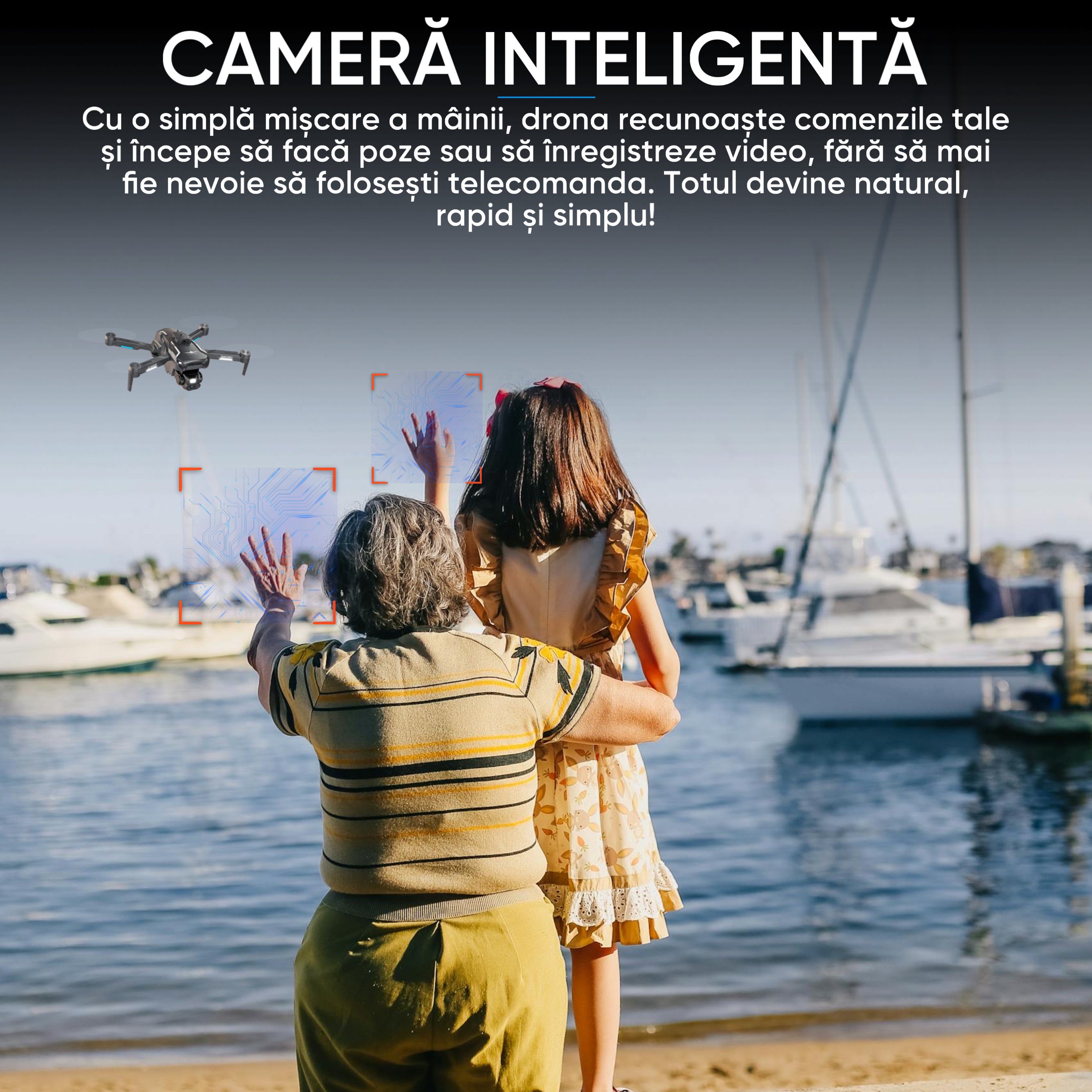 Drona HexaCraft BlackShark – Drona smart cu camera pentru copii, Headless Mode, Hover