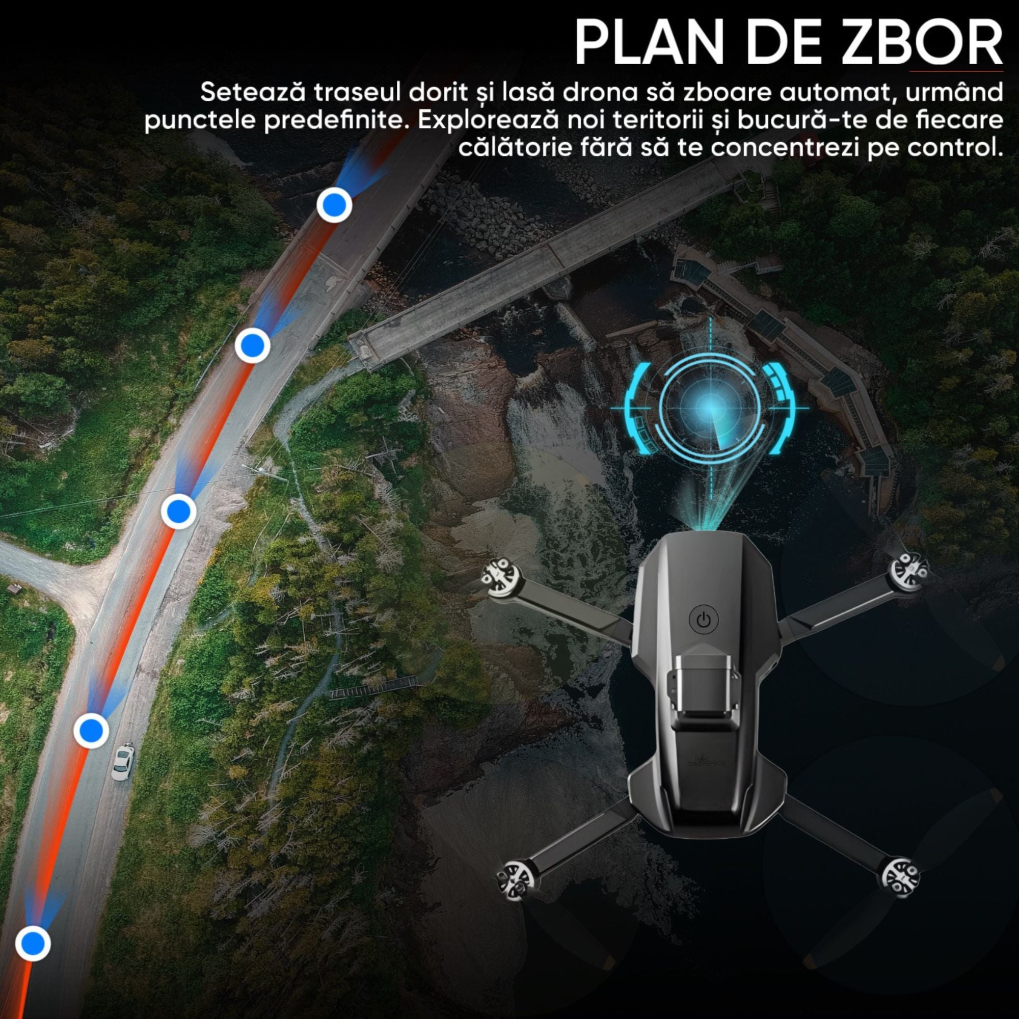 Drona Profesionala, Dronescu, AltusAir, GPS, 5G, Camera Duala 6k, Distanta maxima 3 KM, Evitare obstacole 360, Material premium rezistent la coliziuni, Return to home, Smart Follow, Negru