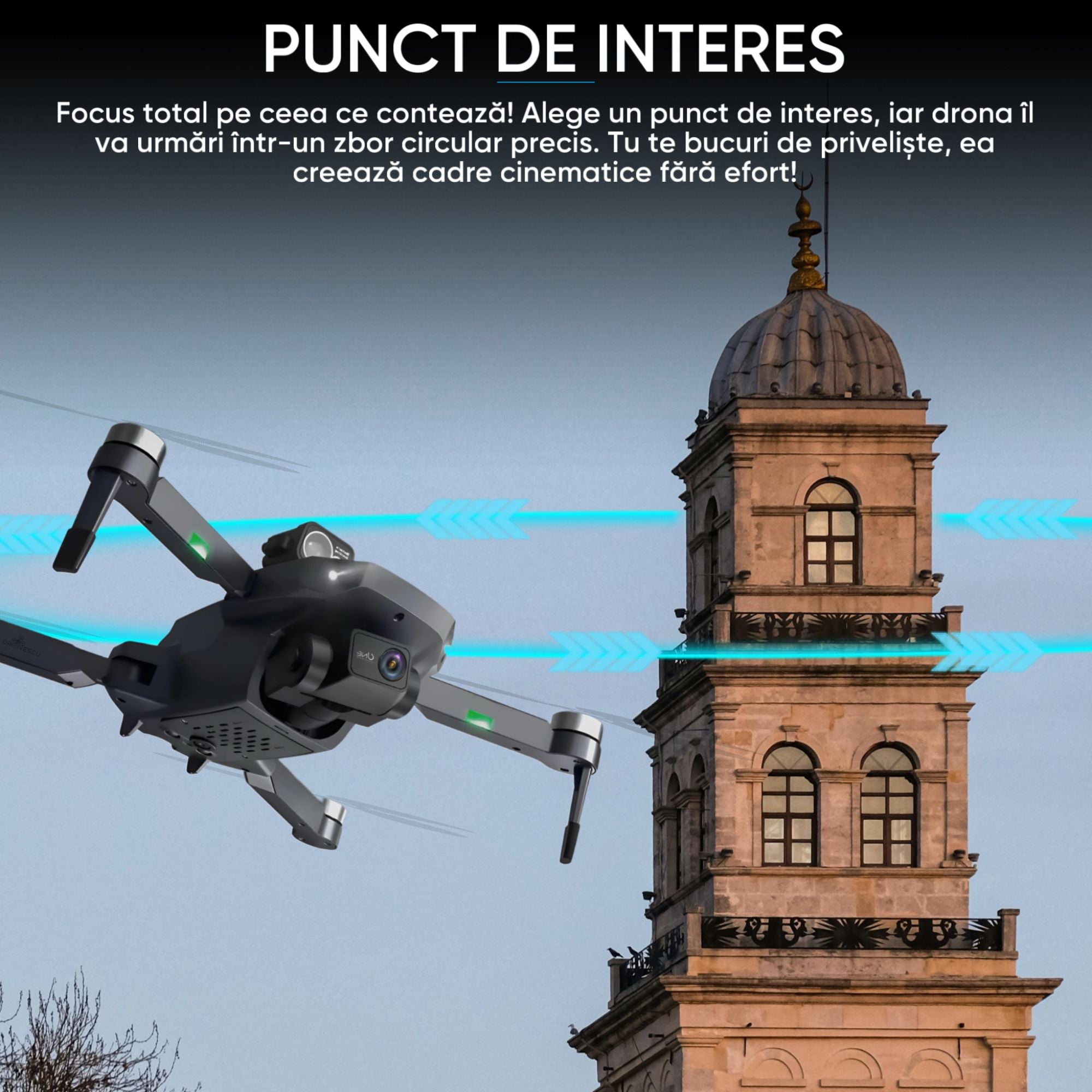 Drona Profesionala, Dronescu, AltusAir, GPS, 5G, Camera Duala 6k, Distanta maxima 3 KM, Evitare obstacole 360, Material premium rezistent la coliziuni, Return to home, Smart Follow, Negru