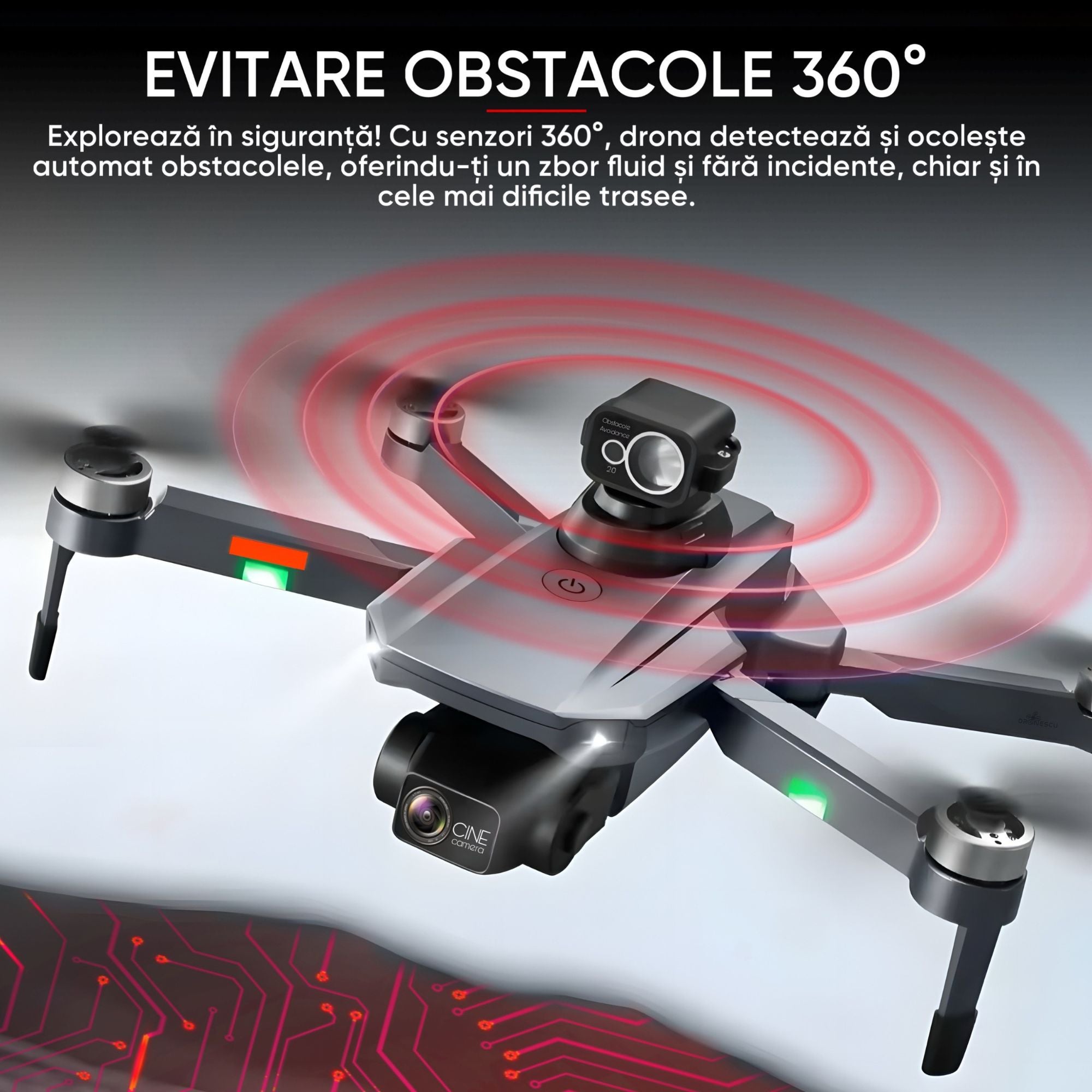 Drona Profesionala, Dronescu, AltusAir, GPS, 5G, Camera Duala 6k, Distanta maxima 3 KM, Evitare obstacole 360, Material premium rezistent la coliziuni, Return to home, Smart Follow, Negru