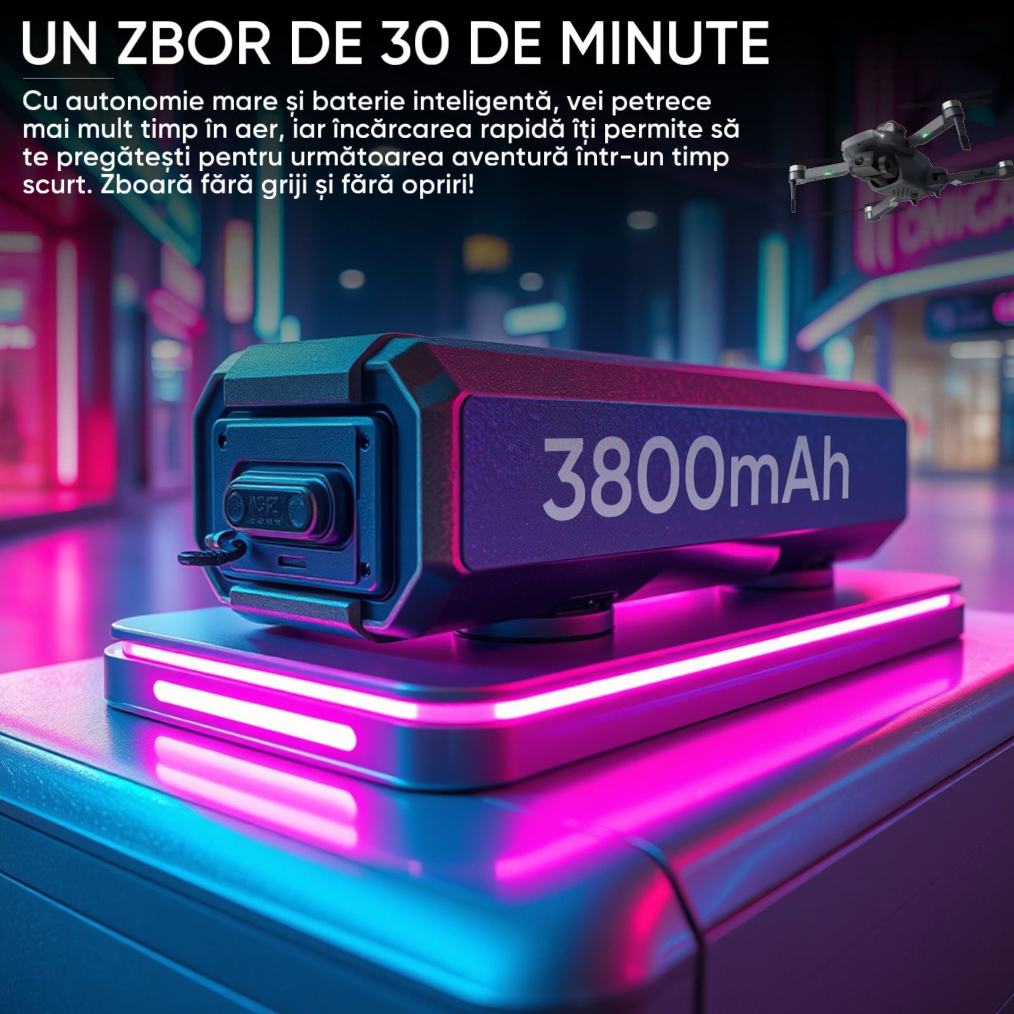 Drona Profesionala, Dronescu, AltusAir, GPS, 5G, Camera Duala 6k, Distanta maxima 3 KM, Evitare obstacole 360, Material premium rezistent la coliziuni, Return to home, Smart Follow, Negru