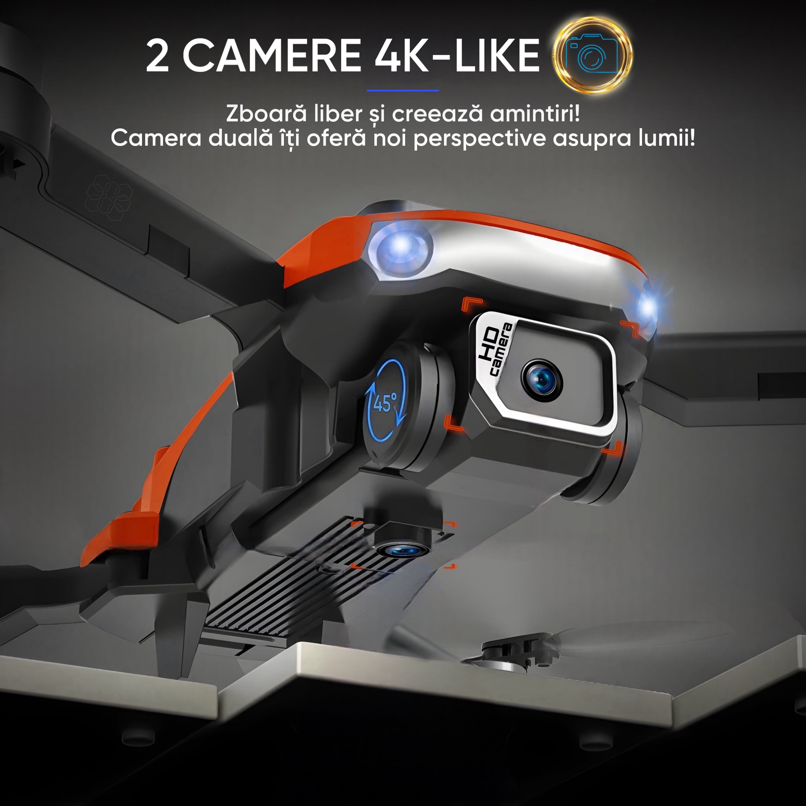 Drona cu camera duala 4K-like, pentru copii sau adulti, HexaCraft, Model Element7