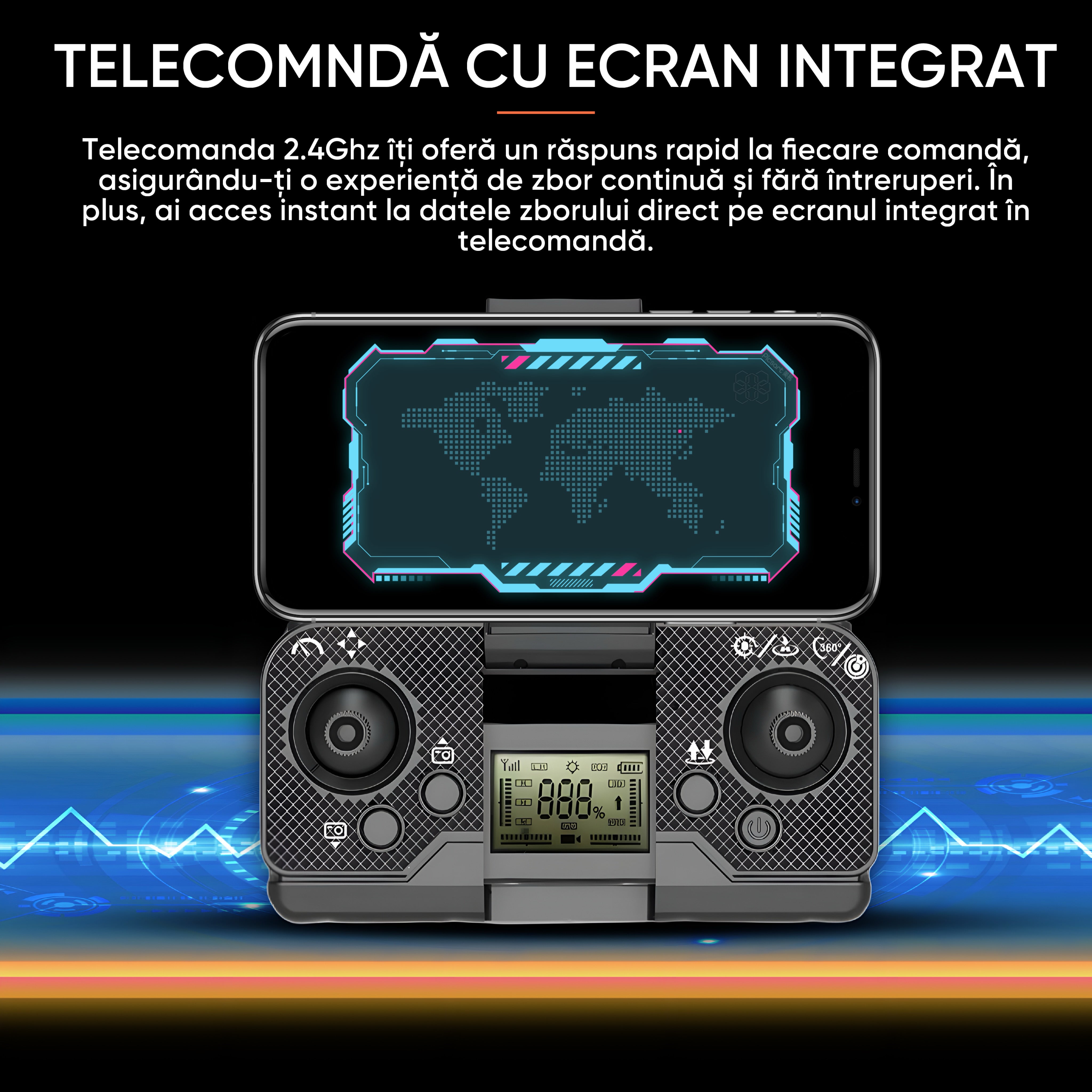 Drona cu camera duala 4K-like, pentru copii sau adulti, HexaCraft, Model Element7