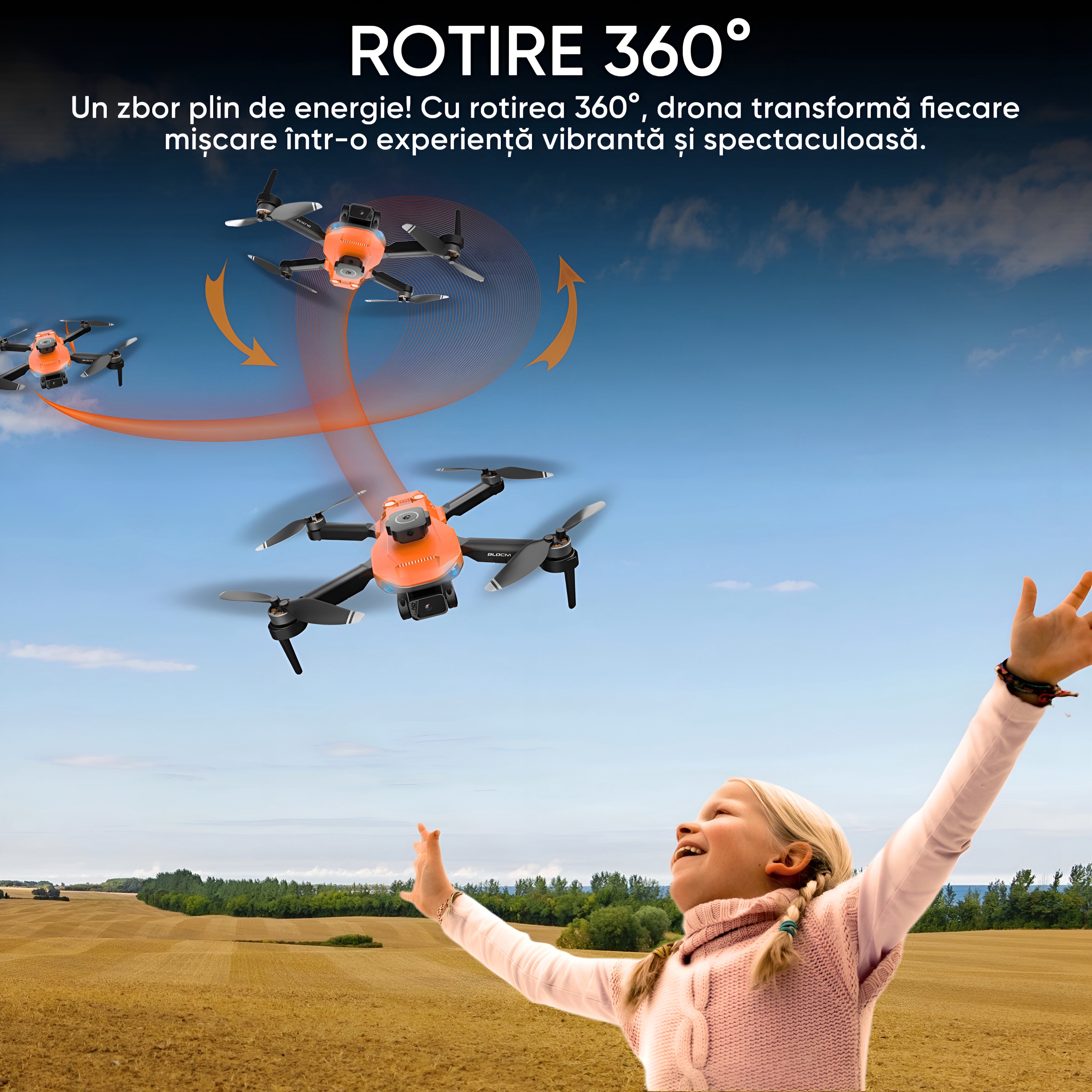 Drona cu camera duala 4K-like, pentru copii sau adulti, HexaCraft, Model Element7