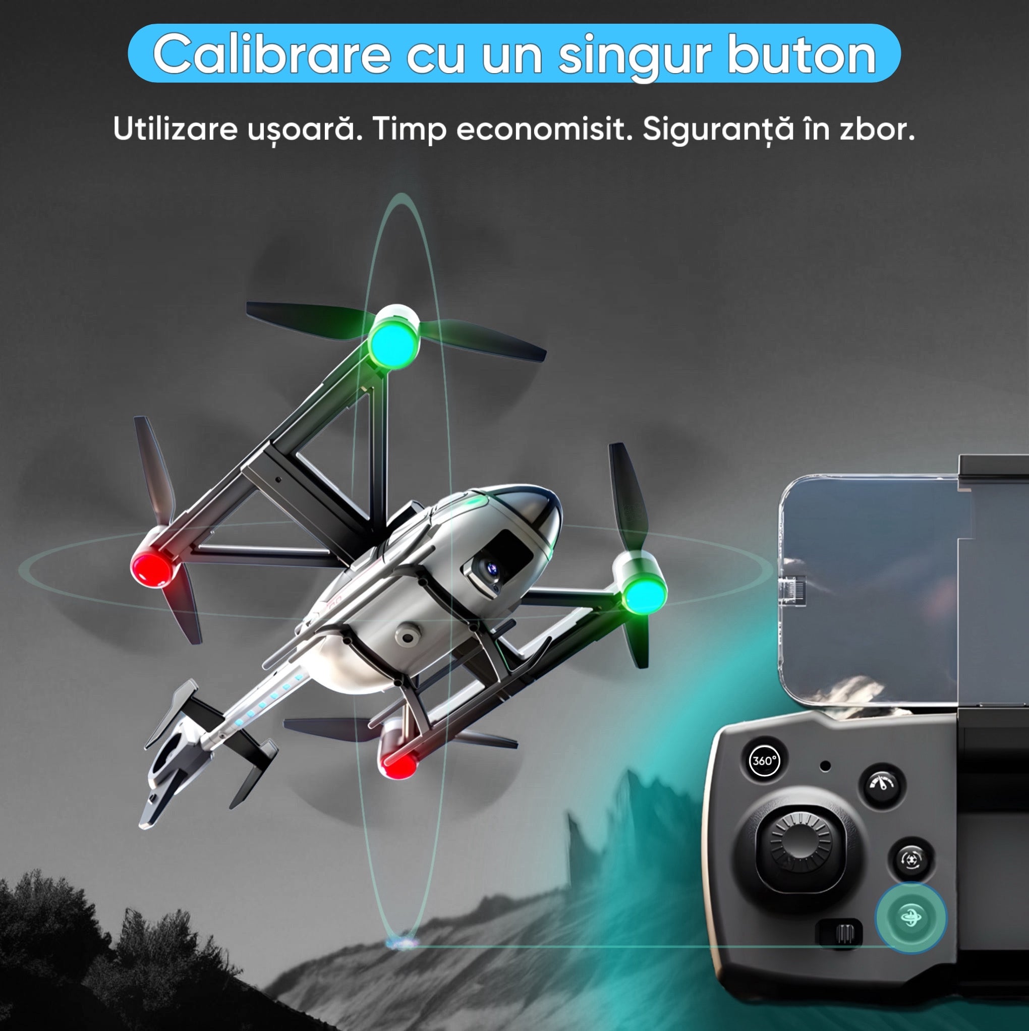 Drona HexaCraft, model FlyNova tip elicopter, Camera duala HD