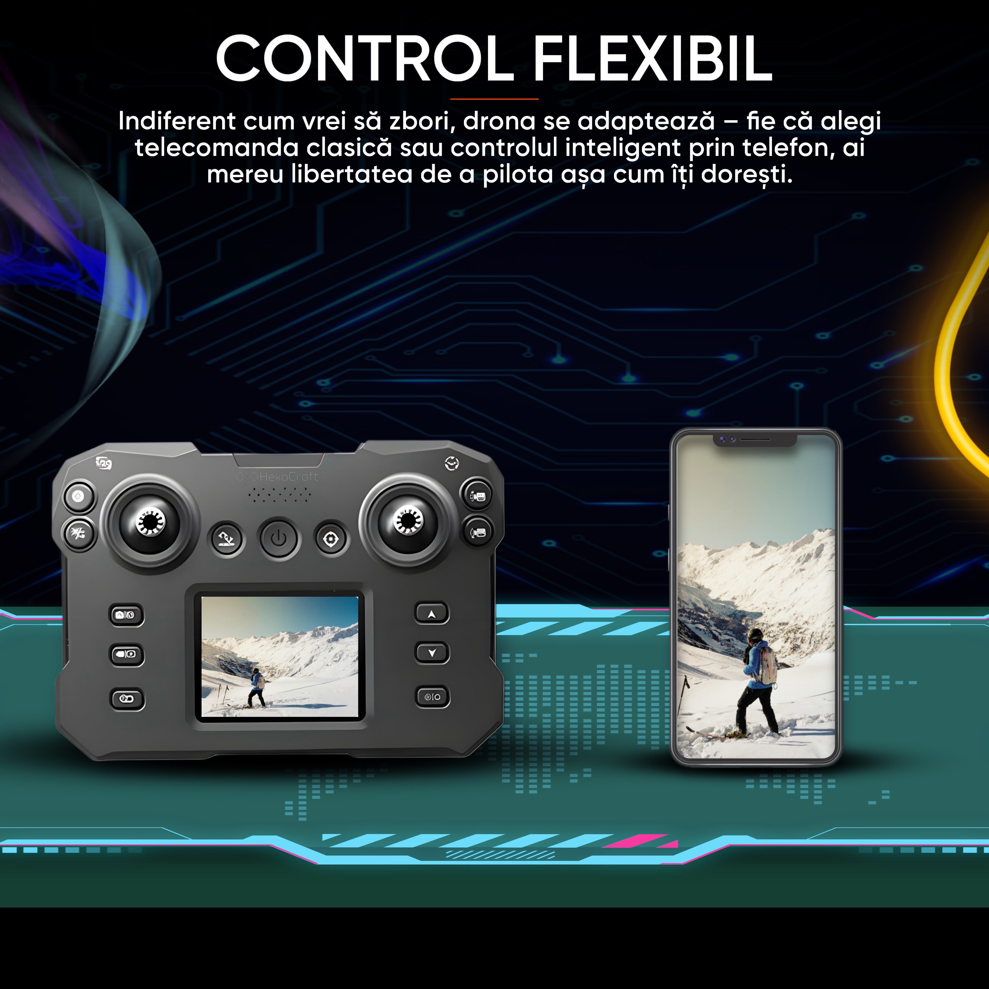 Drona cu camera tripla, HexaCraft, model IFAero ULTRA