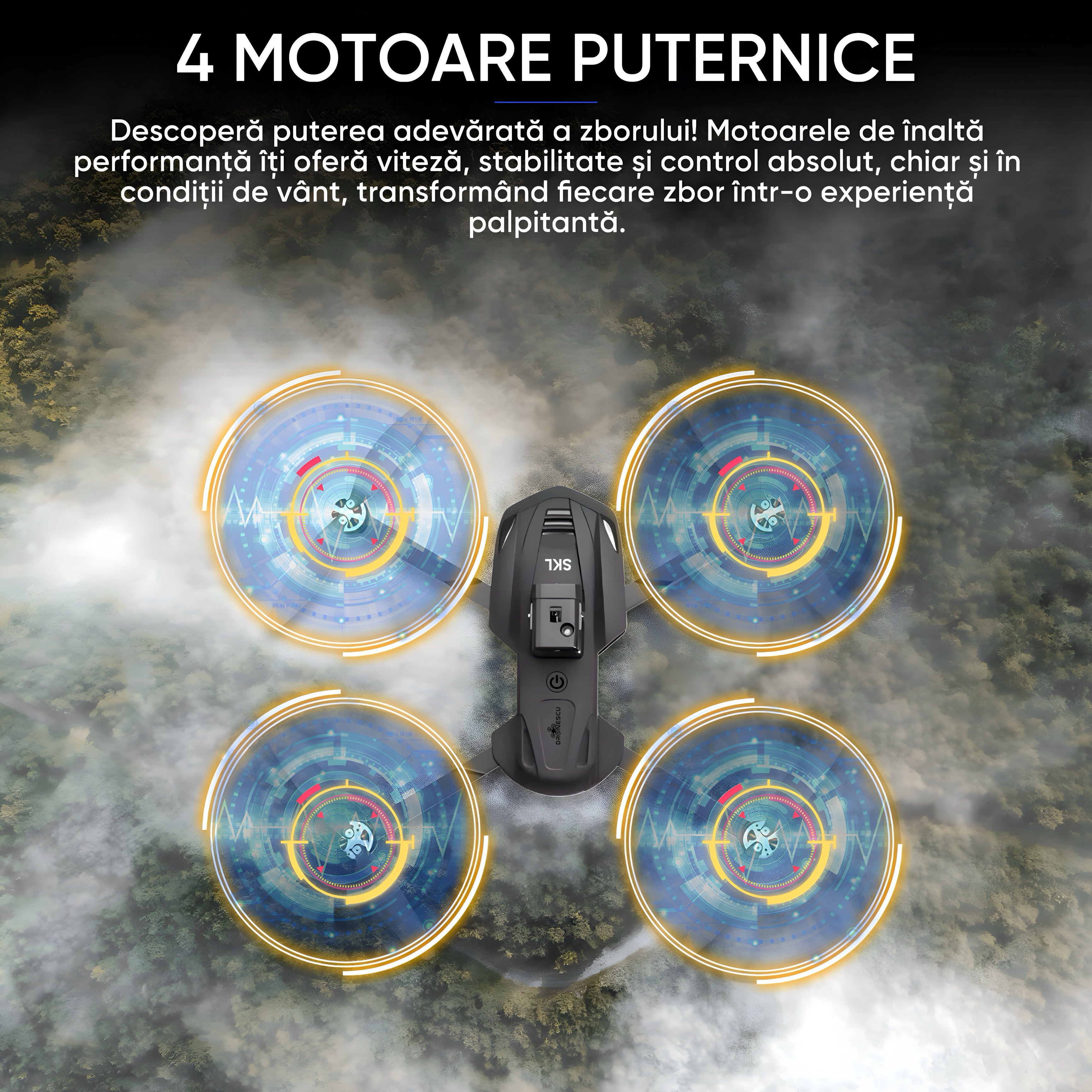 Drona Dronescu, SkyLite, HD Ultra Vision, pentru copii si adulti, senzor de evitare al obstacolelor