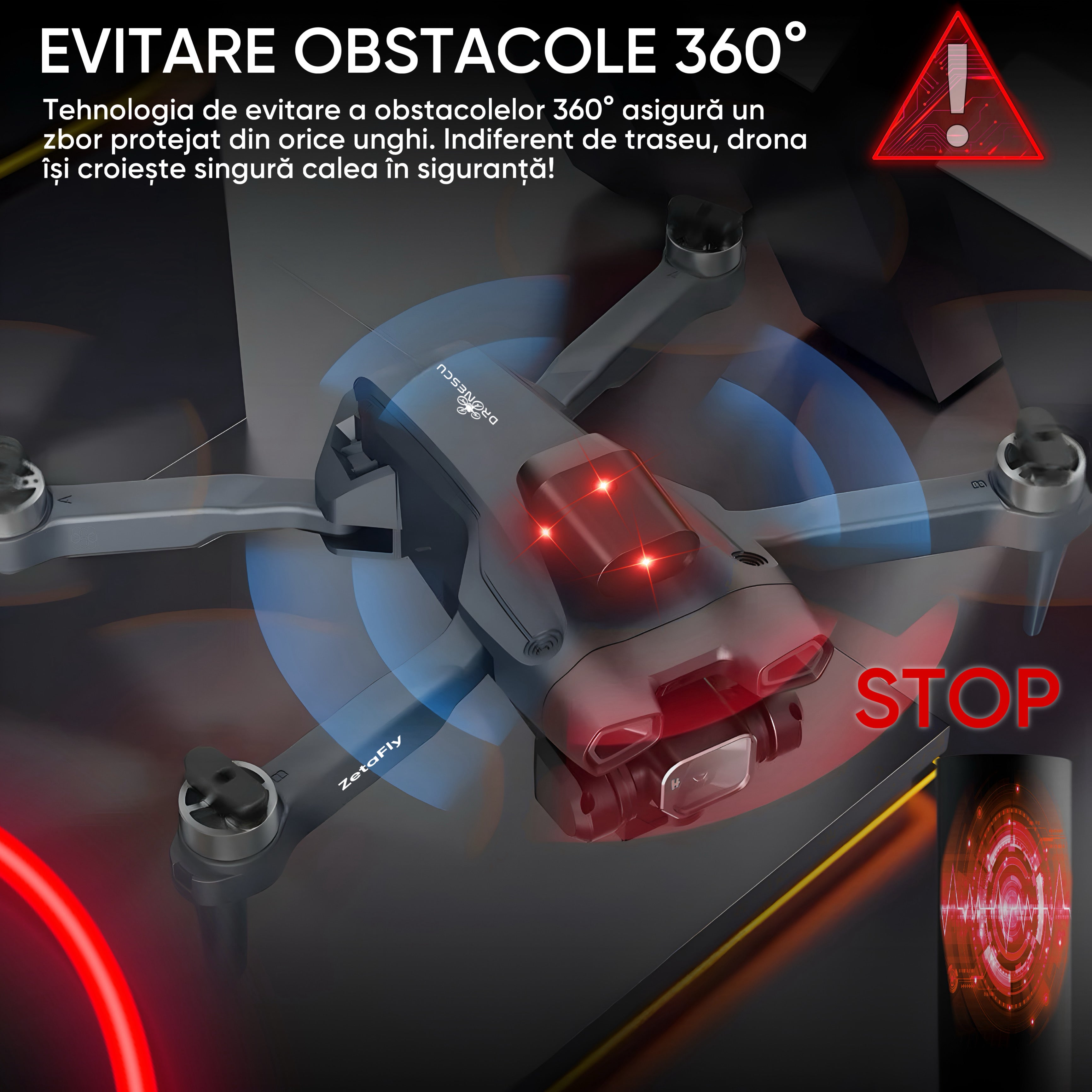 Drona pentru nivel mediu, Dronescu, Model ZetaFly, GPS, 5G, 2 camere