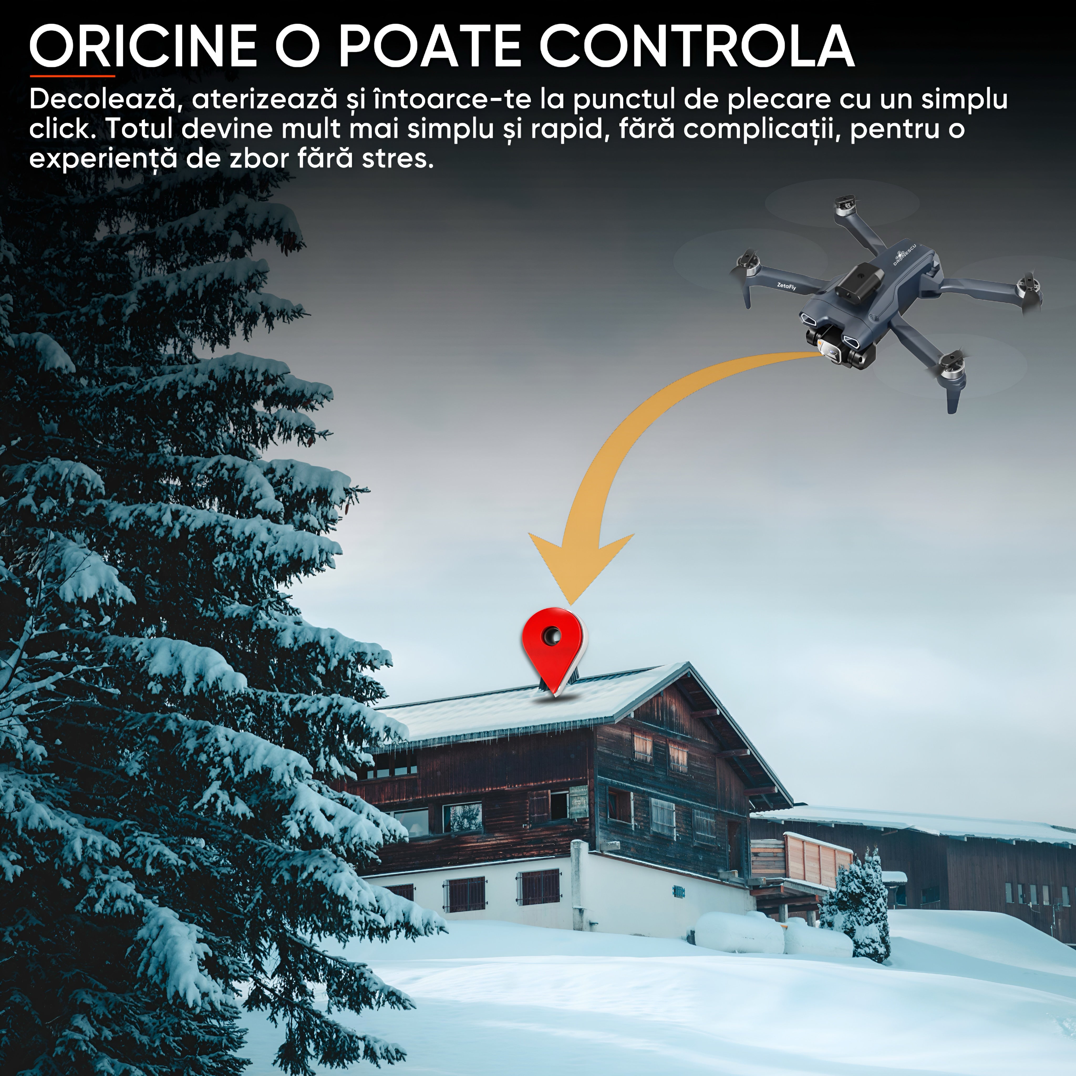 Drona pentru nivel mediu, Dronescu, Model ZetaFly, GPS, 5G, 2 camere