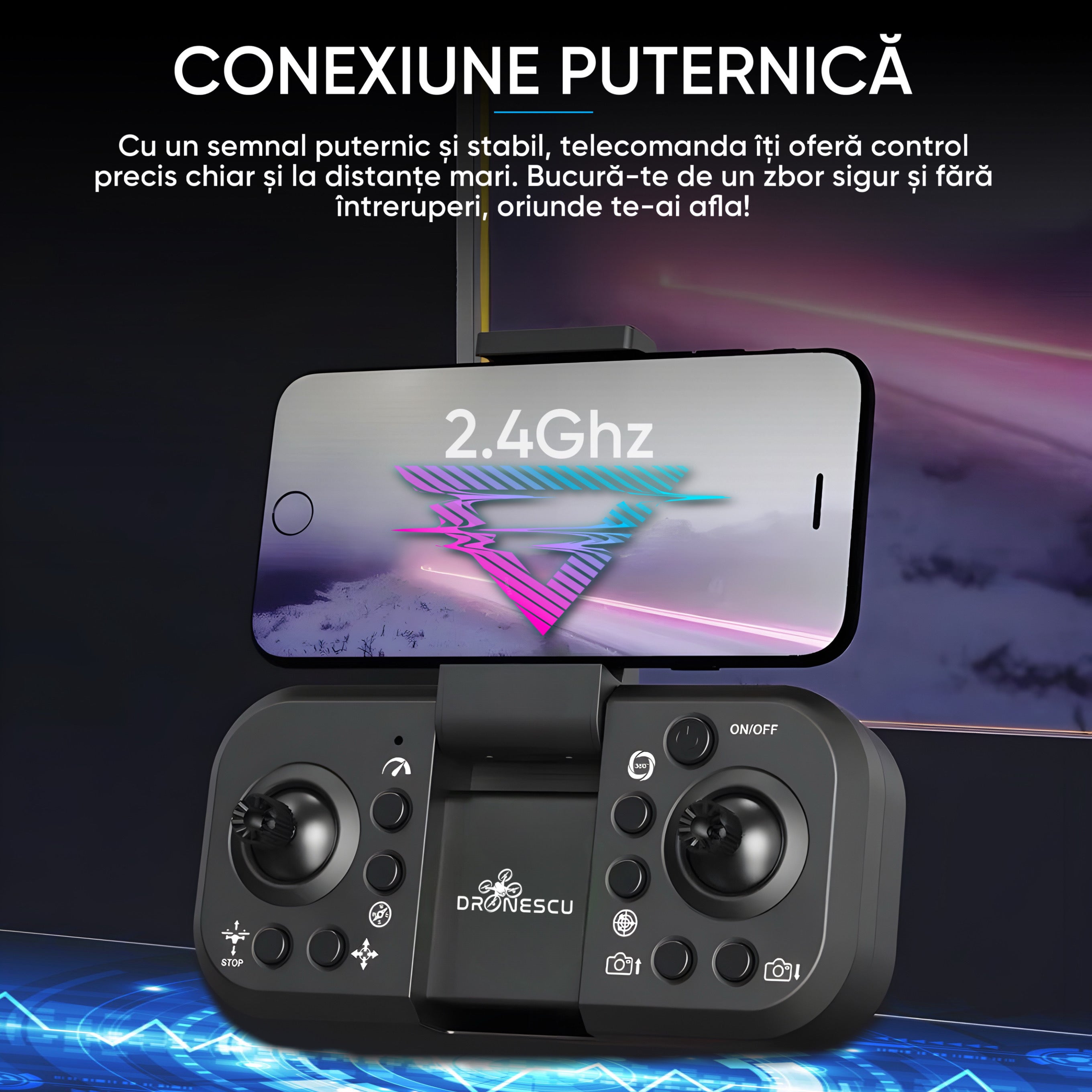 Drona pentru nivel mediu, Dronescu, Model ZetaFly, GPS, 5G, 3 Camere HD