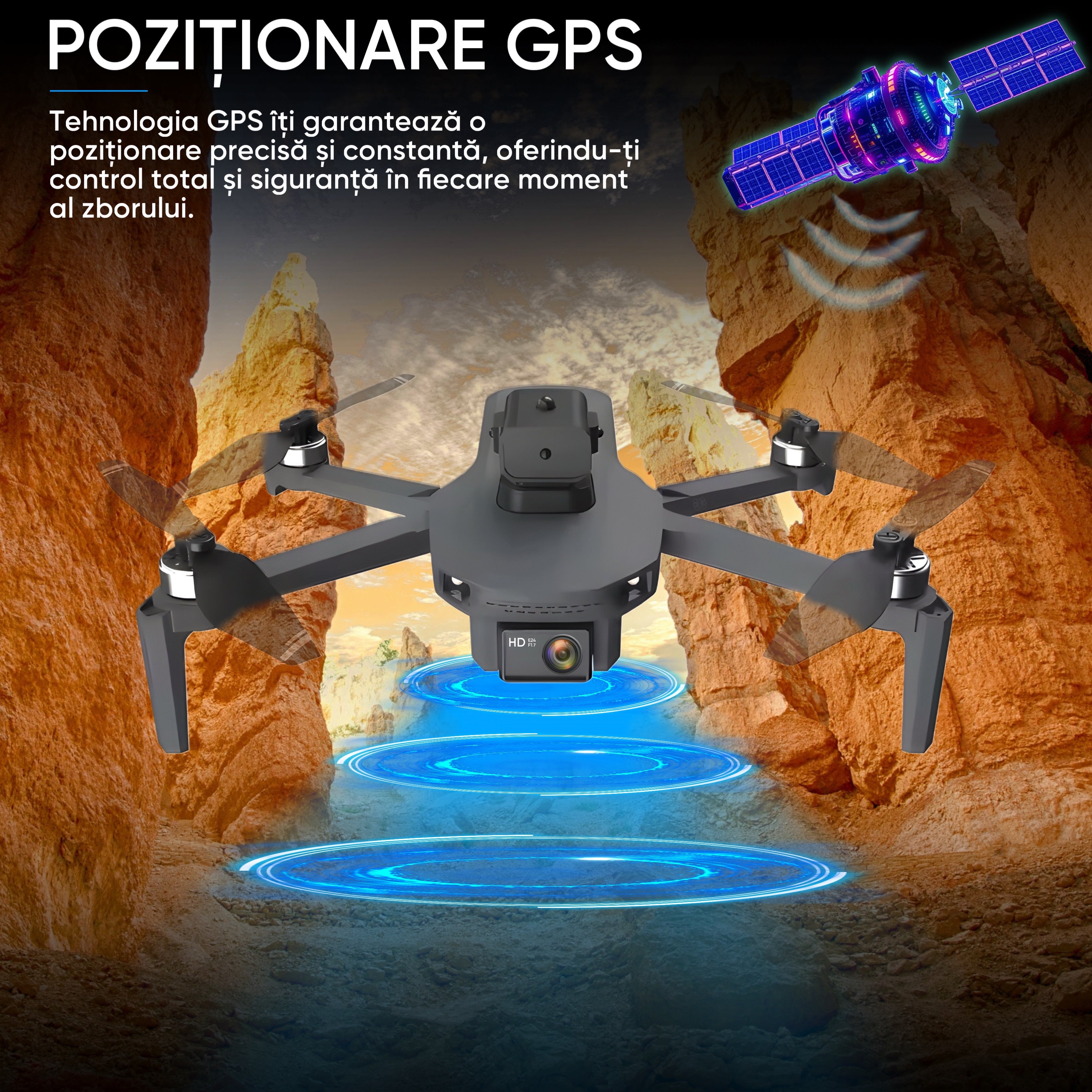 Drona profesionala HexaCraft, Model Vision360 Pro, Camera duala 4K-Like