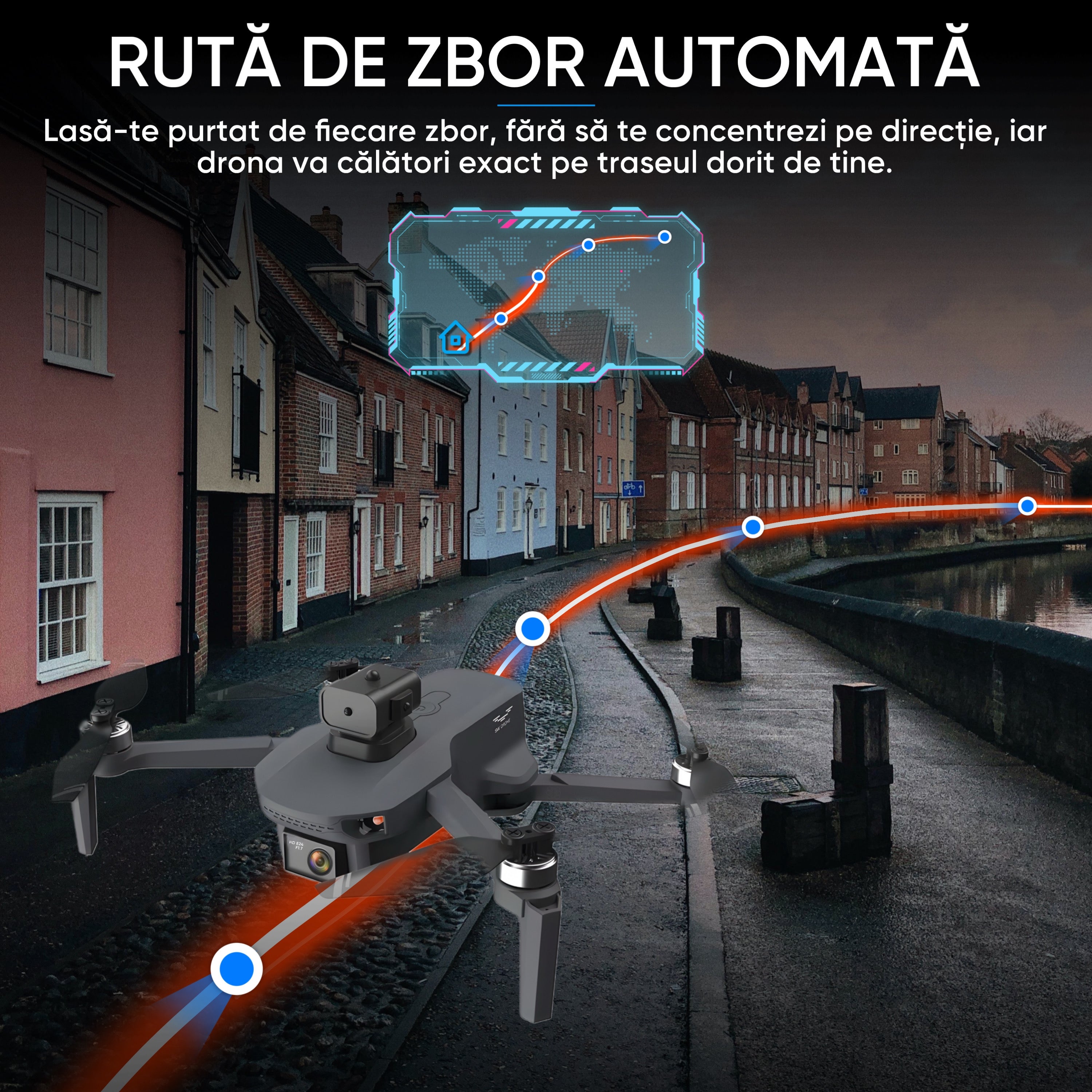 Drona profesionala HexaCraft, Model Vision360 Pro, Camera duala 4K-Like