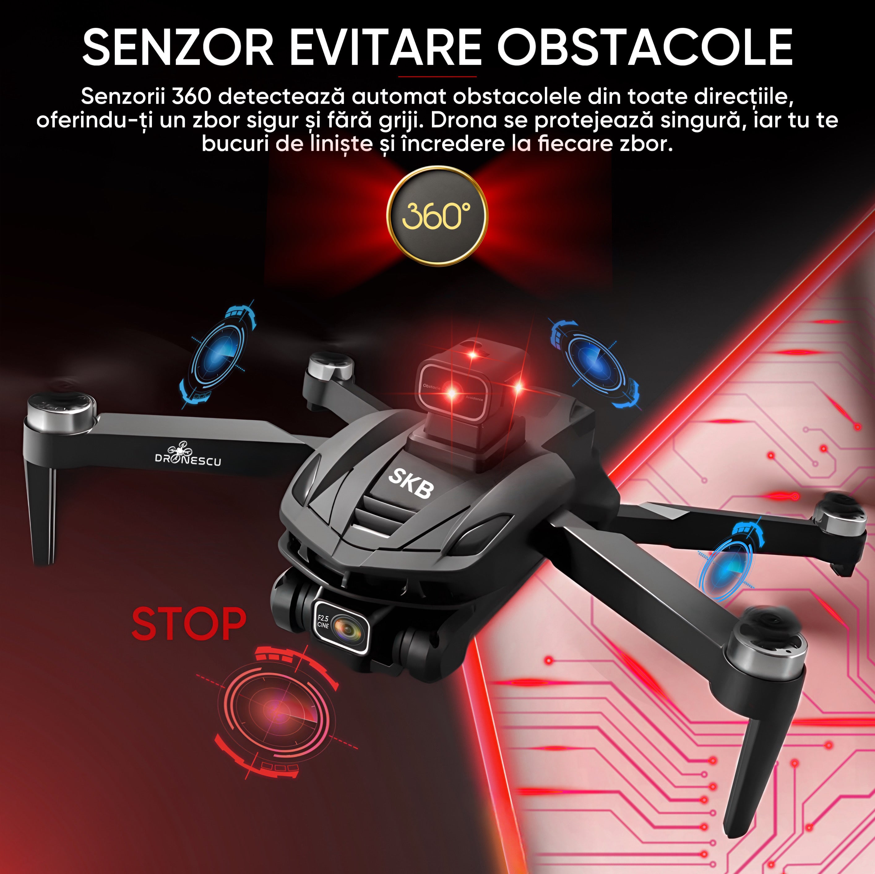 Drona profesionala Dronescu, Model SKYBITE, Camera HD interpolated to 8K