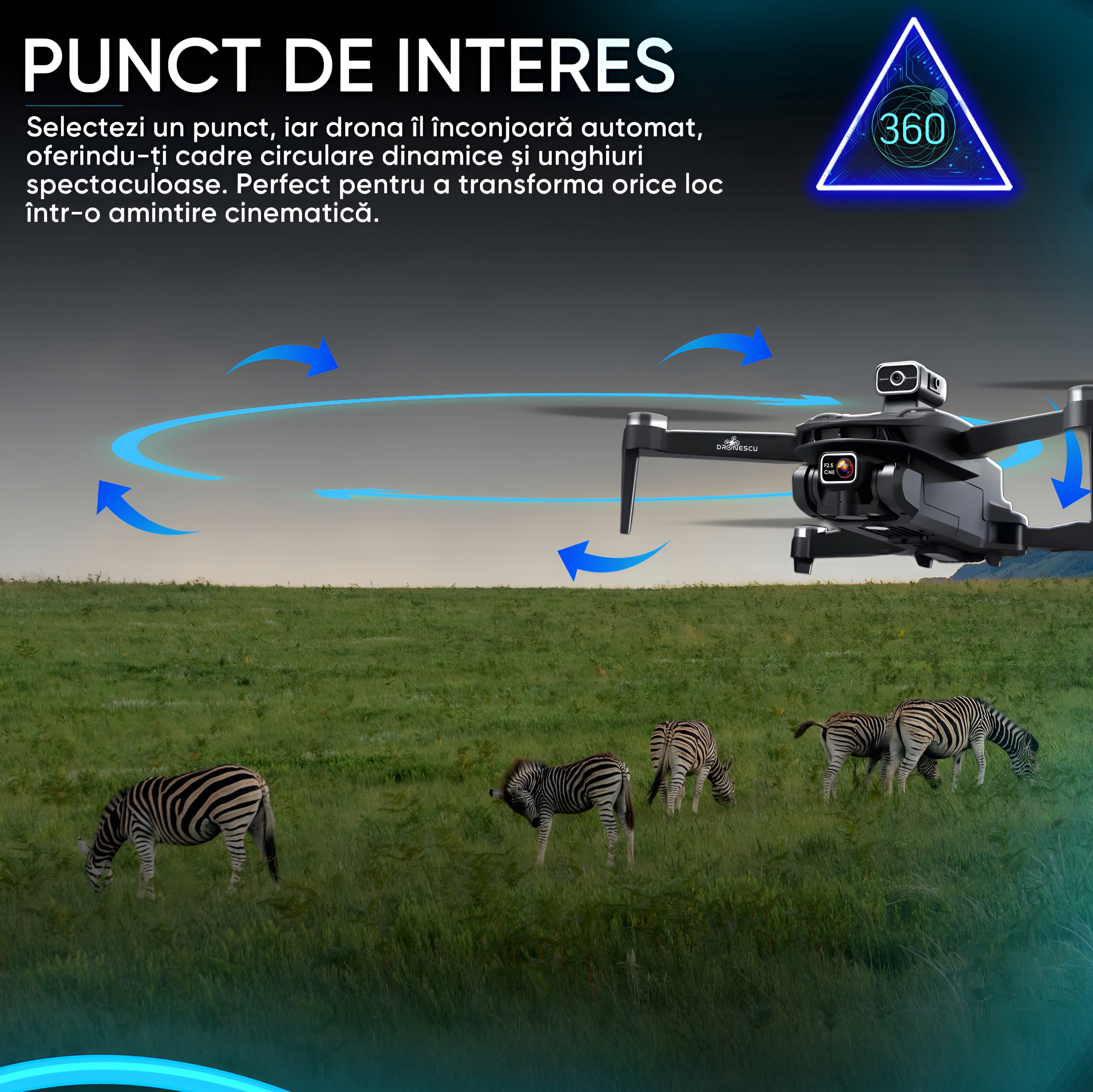 Drona profesionala Dronescu, Model SKYBITE, Camera HD interpolated to 8K