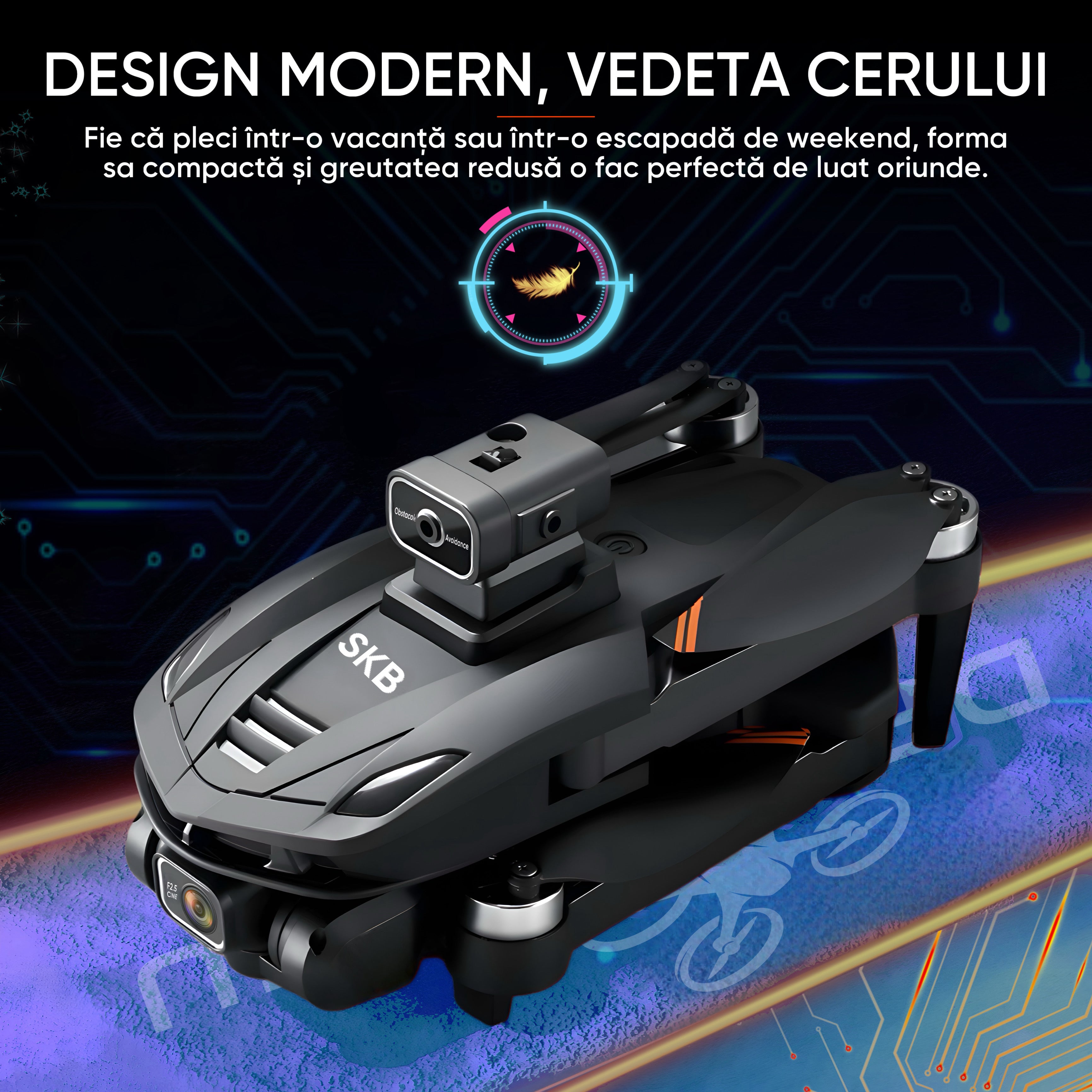 Drona profesionala Dronescu, Model SKYBITE, Camera HD interpolated to 8K