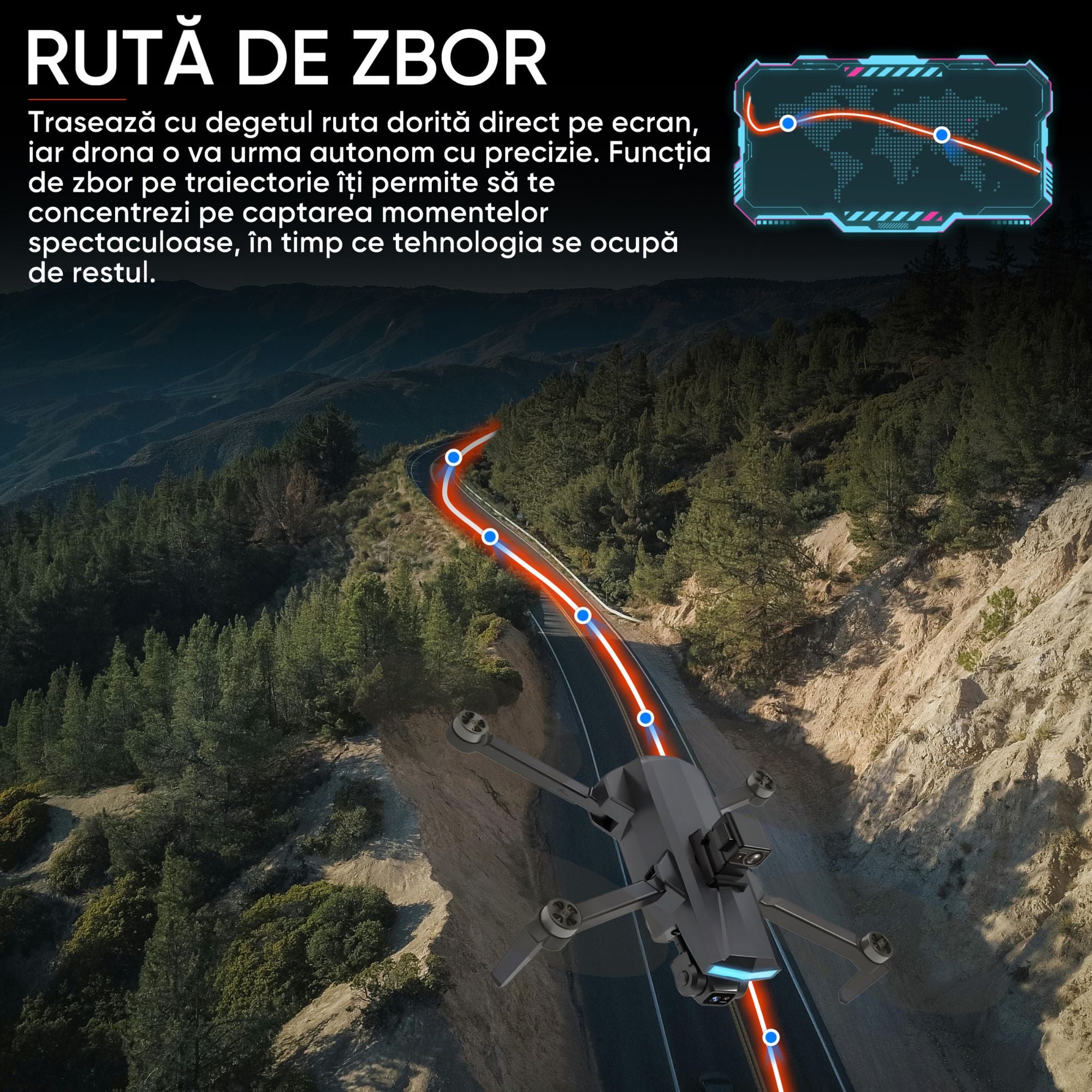 Dronescu AngelSword – Drona cu camera duala pe gimbal 3 axe, GPS, AI Follow Me, ecran telecomanda, senzori 360, 28min zbor