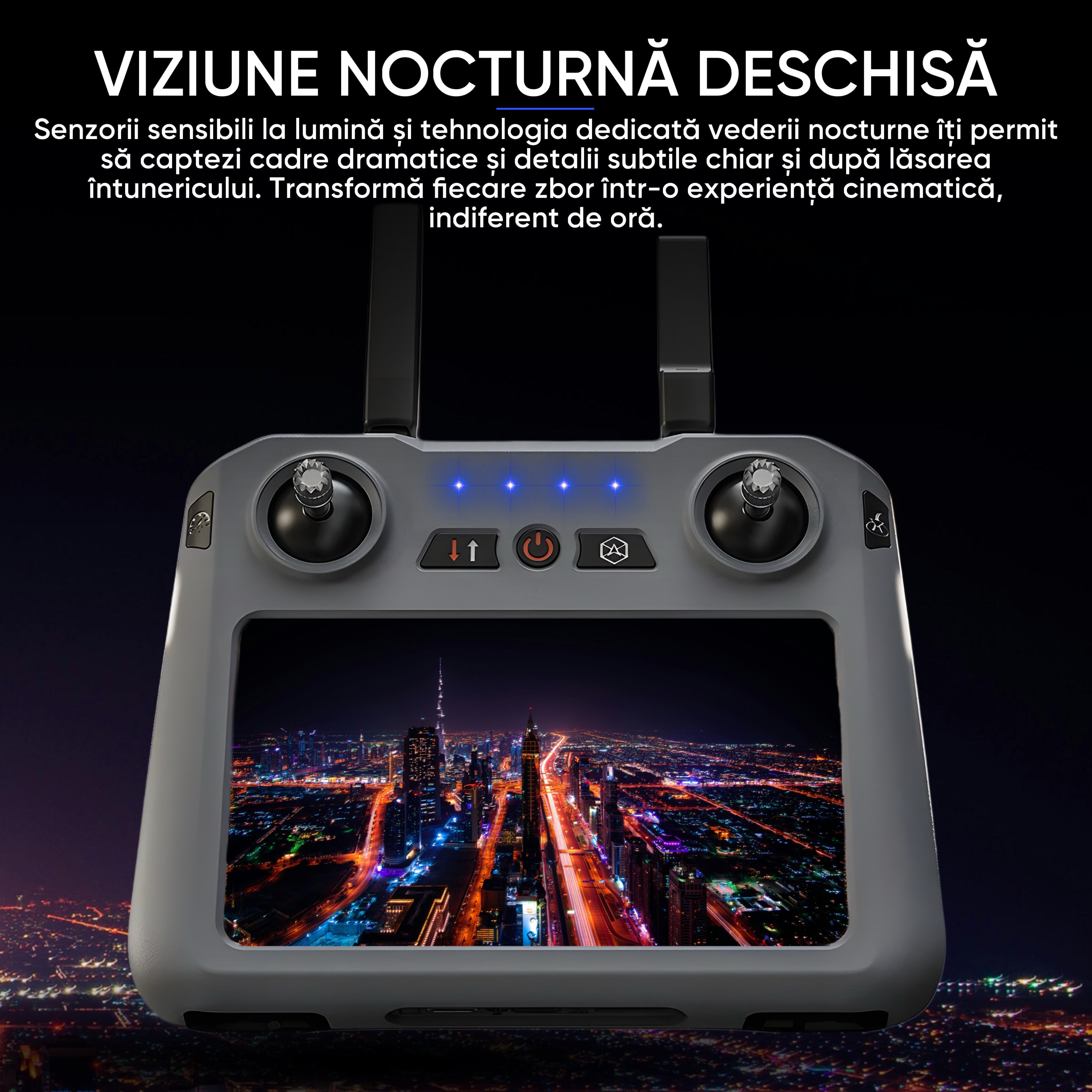 HexaCraft Aerovex – Drona profesionala cu camera 360 pe gimbal 3 axe, 45min zbor, ecran 5.5 inch, GPS si raza 10km