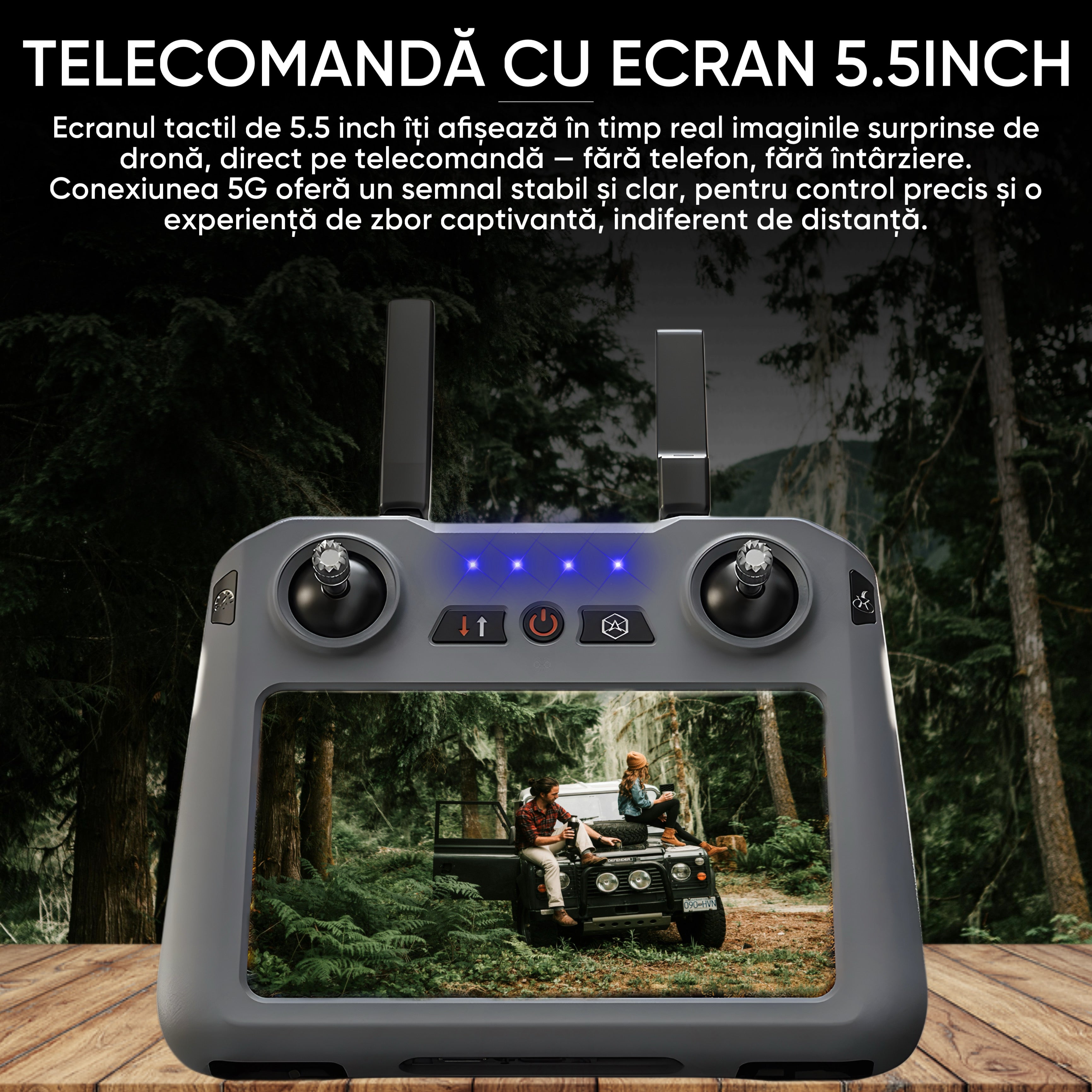 HexaCraft Aerovex – Drona profesionala cu camera 360 pe gimbal 3 axe, 45min zbor, ecran 5.5 inch, GPS si raza 10km