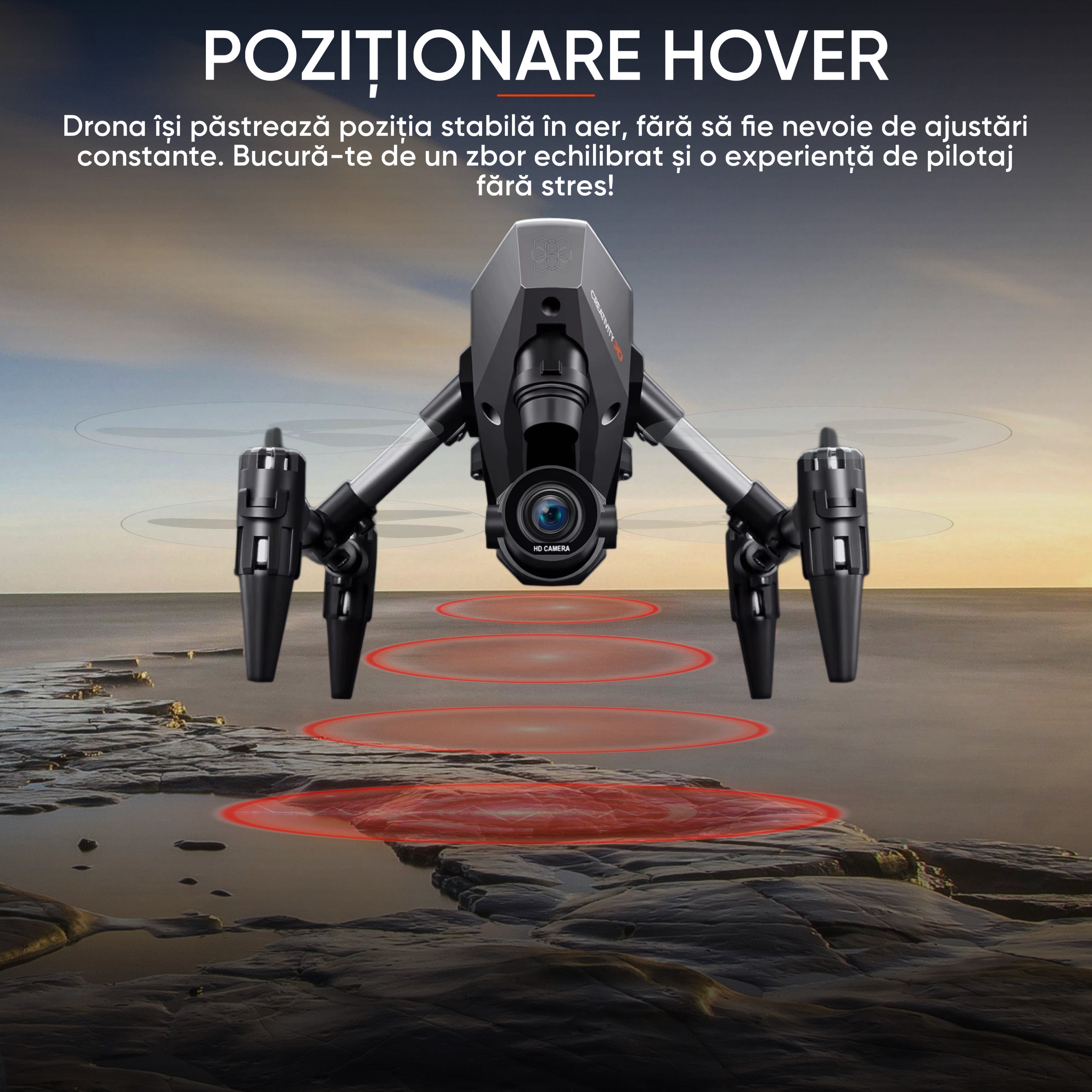 Mini drona HexaCraft, model XD1 FlyTron HexaPro, Camera duala HD Wide