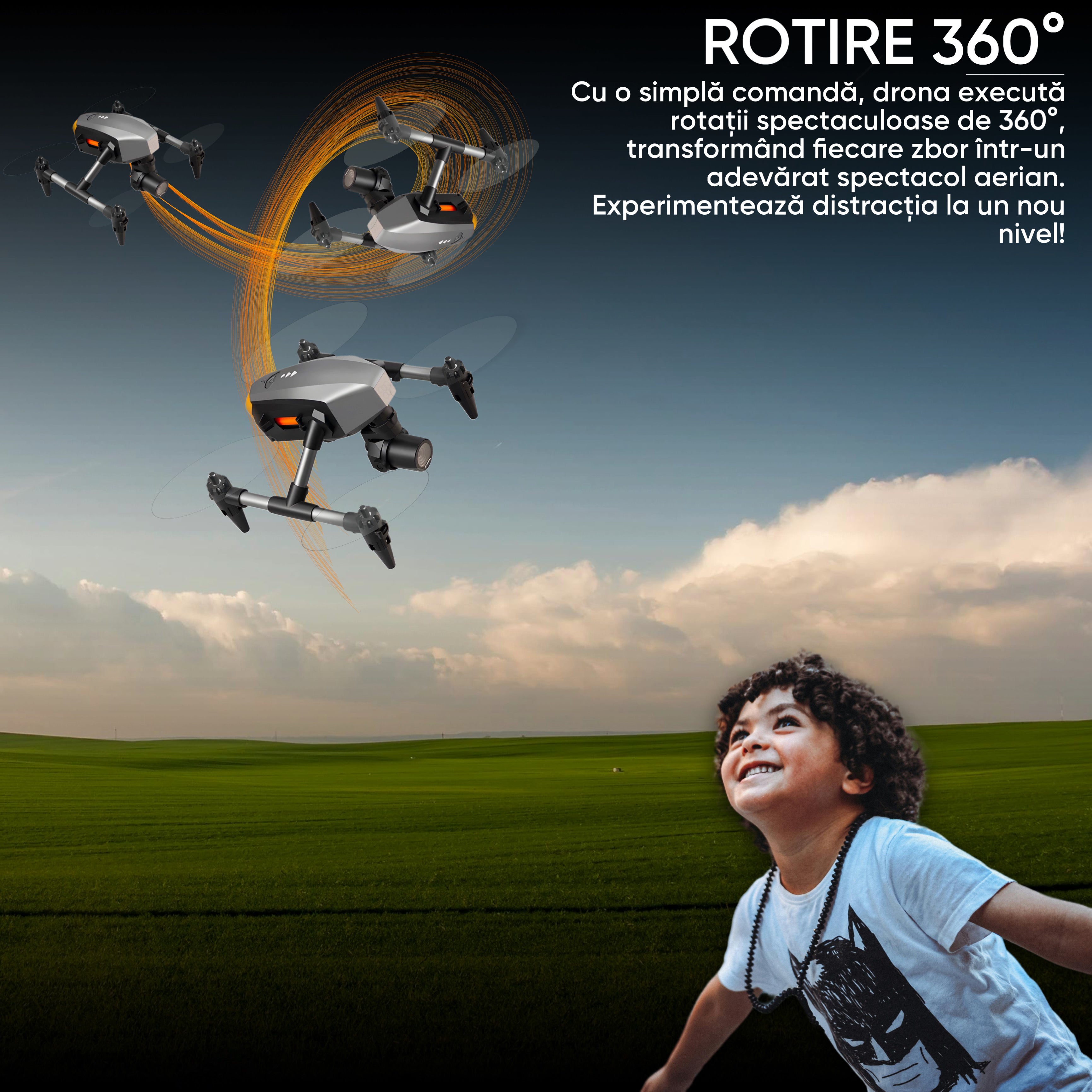 Mini drona HexaCraft, model XD1 FlyTron HexaPro, Camera duala HD Wide