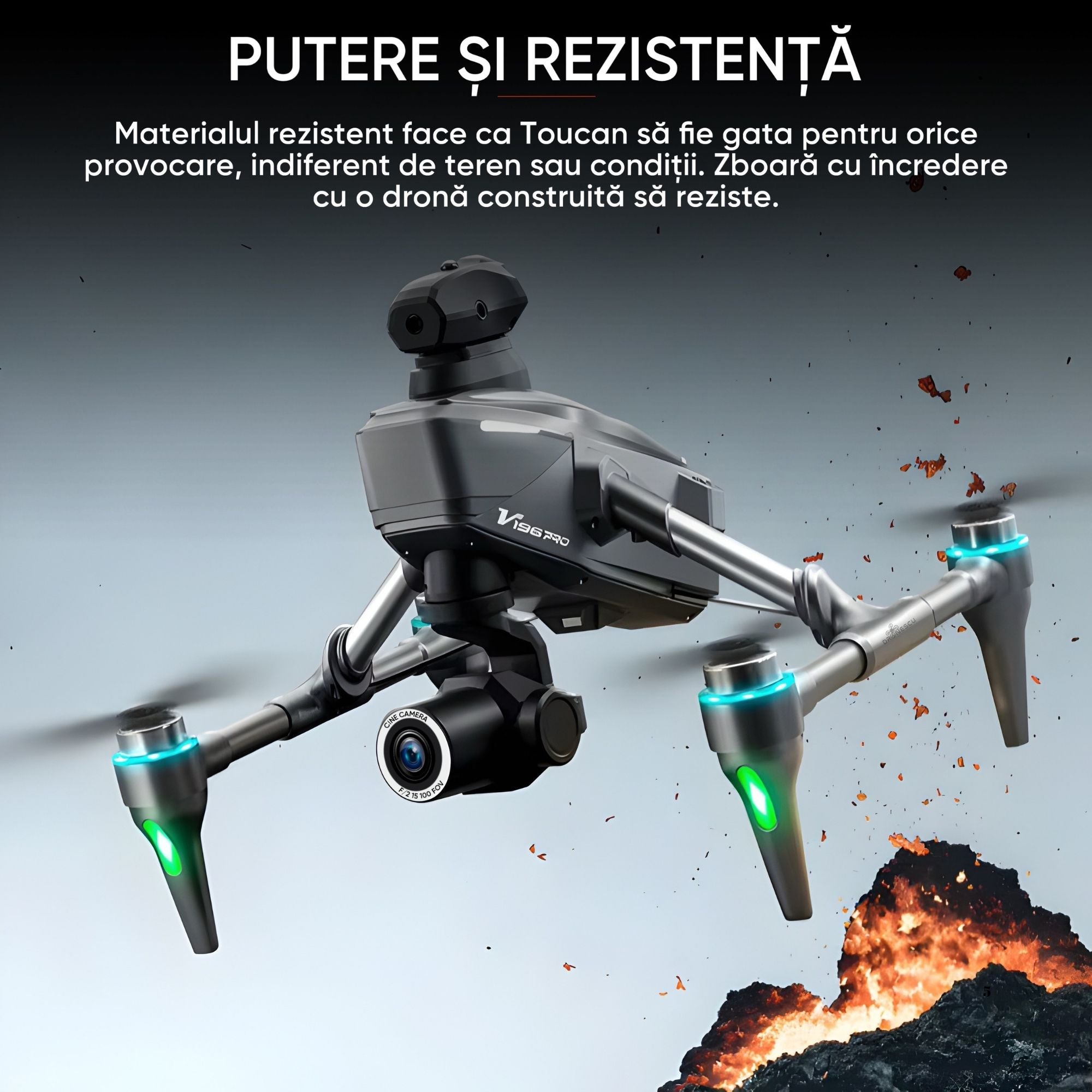 Mini Drona cu camera, Dronescu Toucan, pentru copii sau adulti, Camera 4K reglabila, Senzor de evitare al obstacolelor, Zoom, Stabilizare in zbor, rezistenta la coliziuni, ideala pentru incepatori