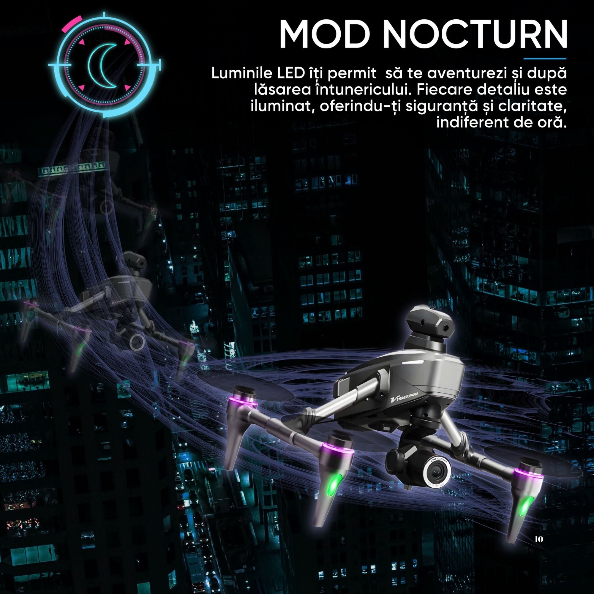 Mini Drona cu camera, Dronescu Toucan, pentru copii sau adulti, Camera 4K reglabila, Senzor de evitare al obstacolelor, Zoom, Stabilizare in zbor, rezistenta la coliziuni, ideala pentru incepatori