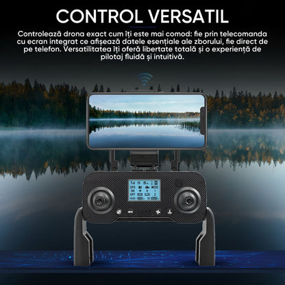 Dronescu AngelSword – Drona cu camera duala pe gimbal 3 axe, GPS, AI Follow Me, ecran telecomanda, senzori 360, 28min zbor