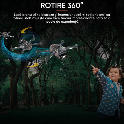 Drona BlackShark – Drona smart cu camera pentru copii, Headless Mode, Hover, Dronescu