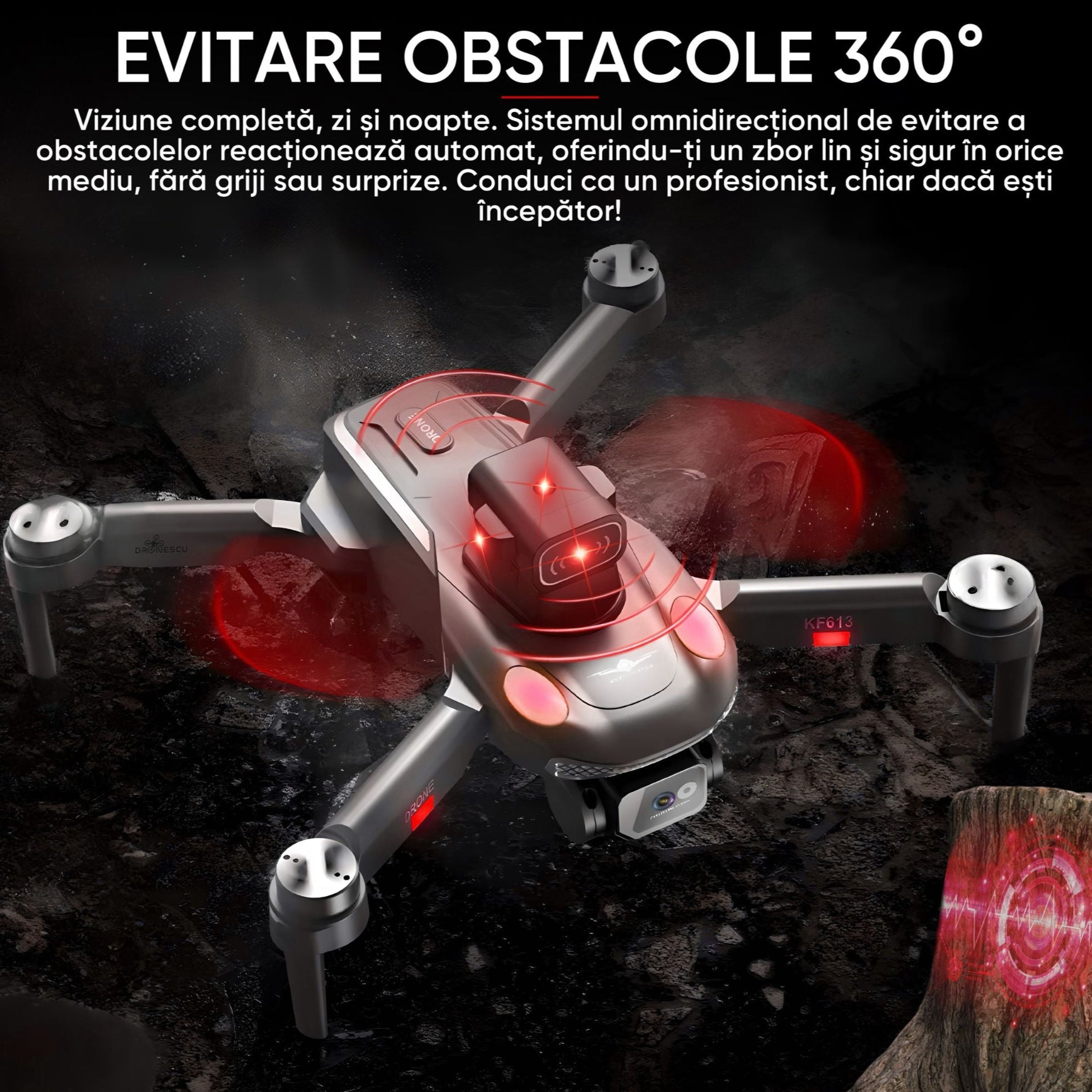 Dronescu GorillaAir – Drona GPS cu Camera Duala Full HD, Stabilizare 90°, Senzori 360, Retur Automat, 20min Zbor, Motor Brushless