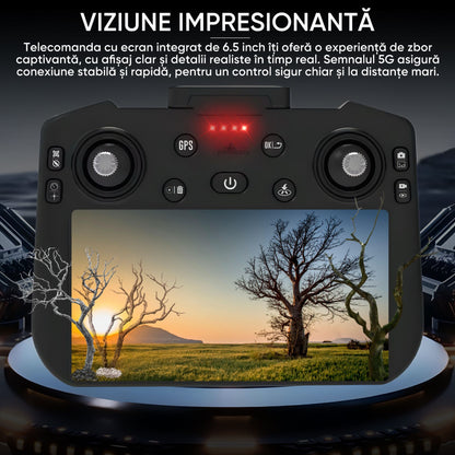 Dronescu Hdark Ripple – Drona cu gimbal 3 axe, camera 4K, ecran 6.5 inch, GPS dual, senzori 360, retur automat, 25min zbor, mod Headless, Find my drone